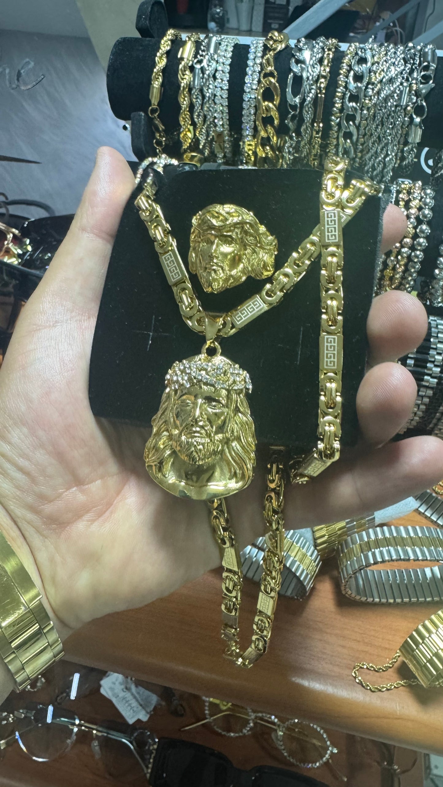 Combo tris oro acciaio Gesù *12