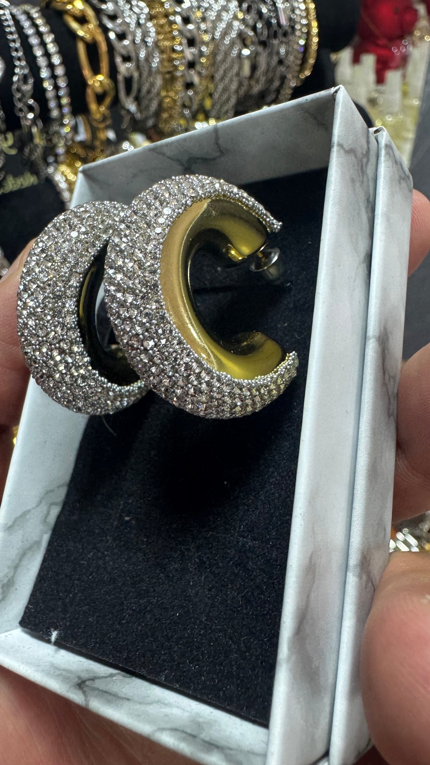 Orecchini Diamond oro acciaio *37