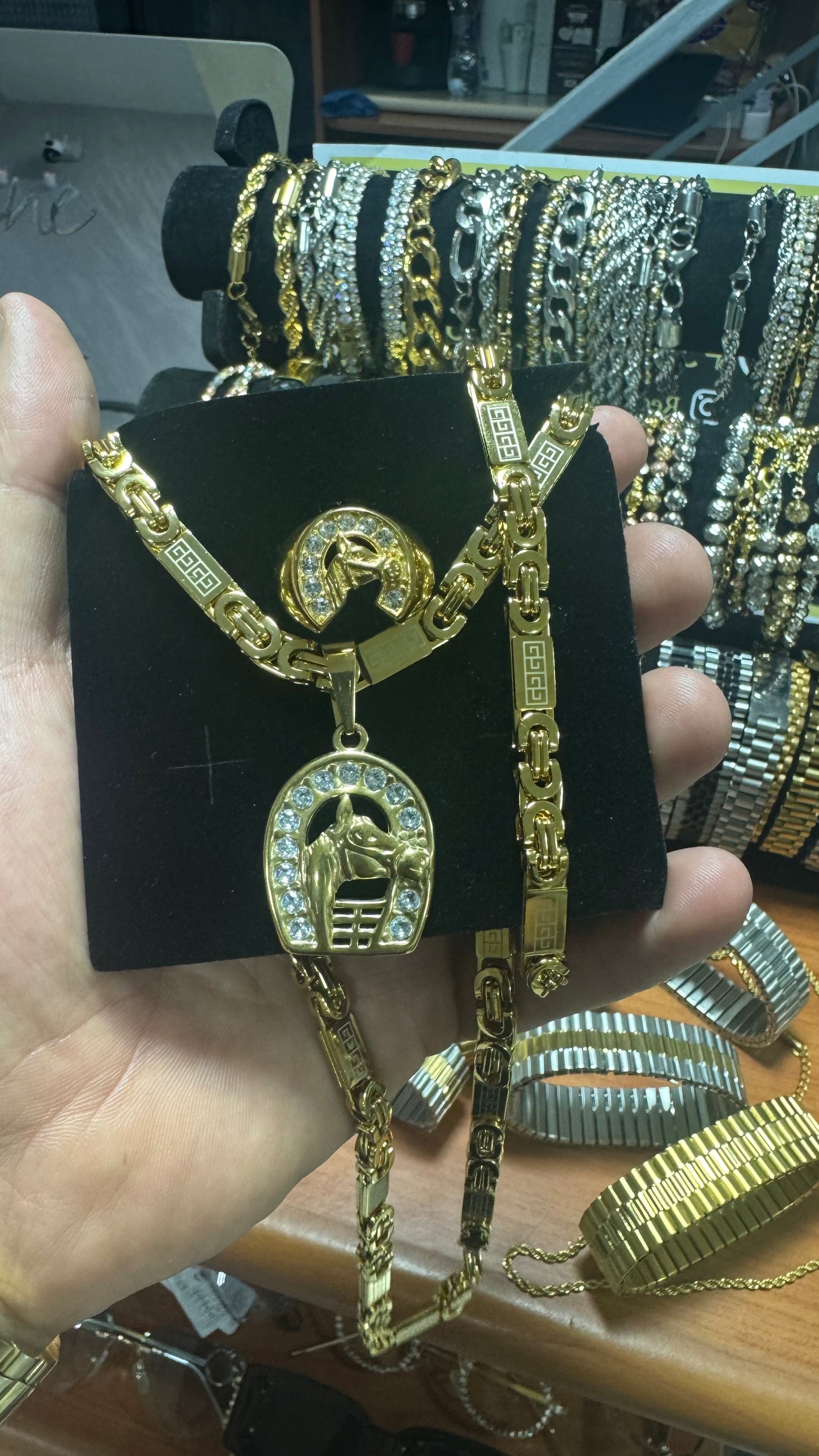 Combo tris acciaio oro cavallo*13