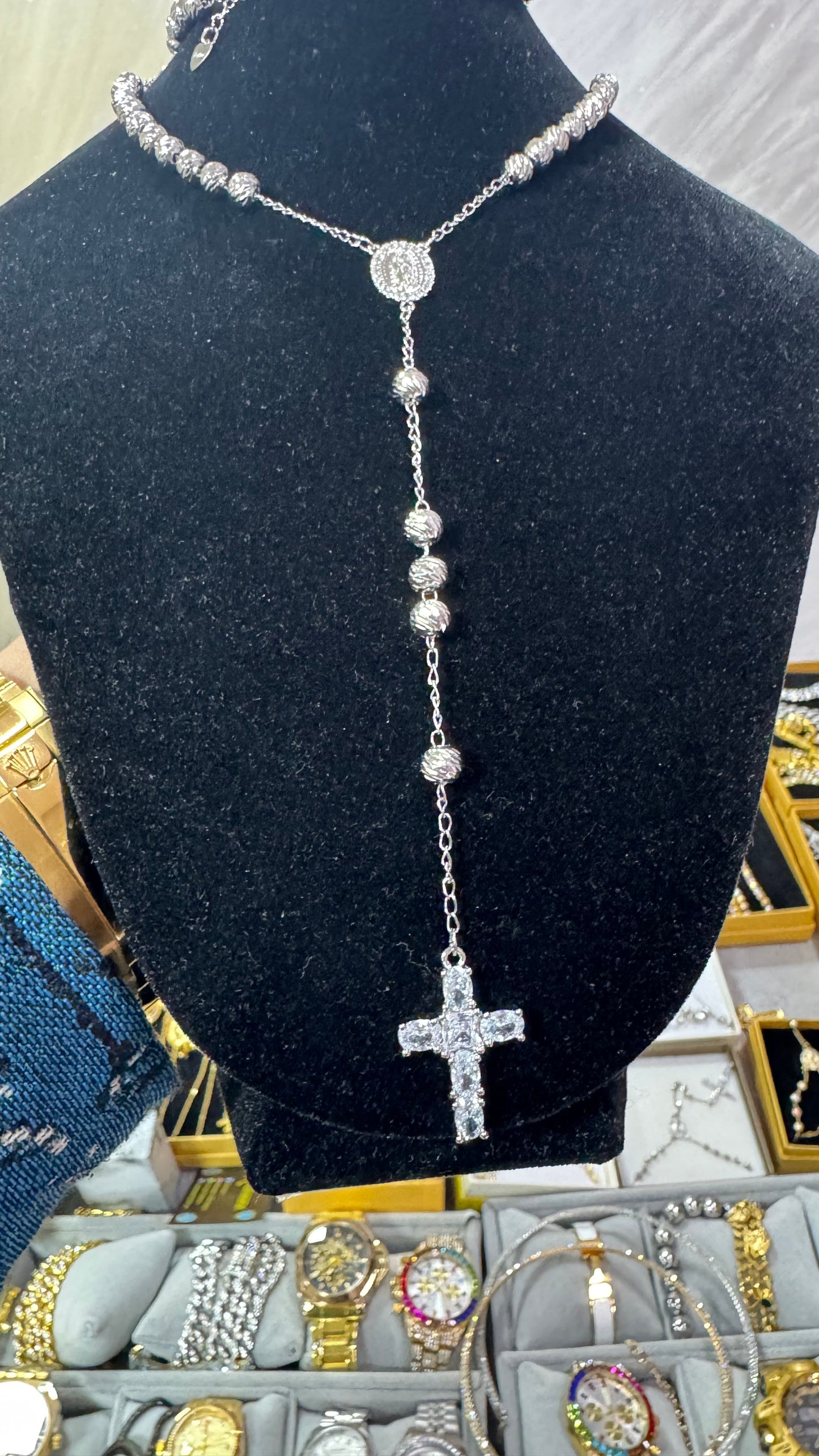 Rosario martellato silver acciaio *34
