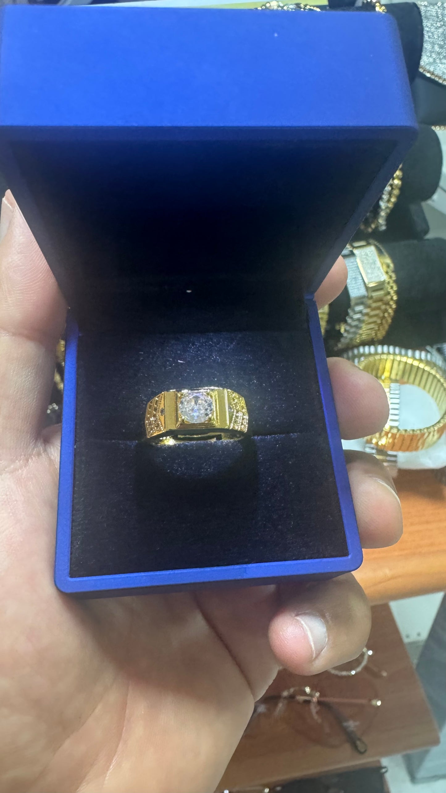 Anello solitario argento oro *58