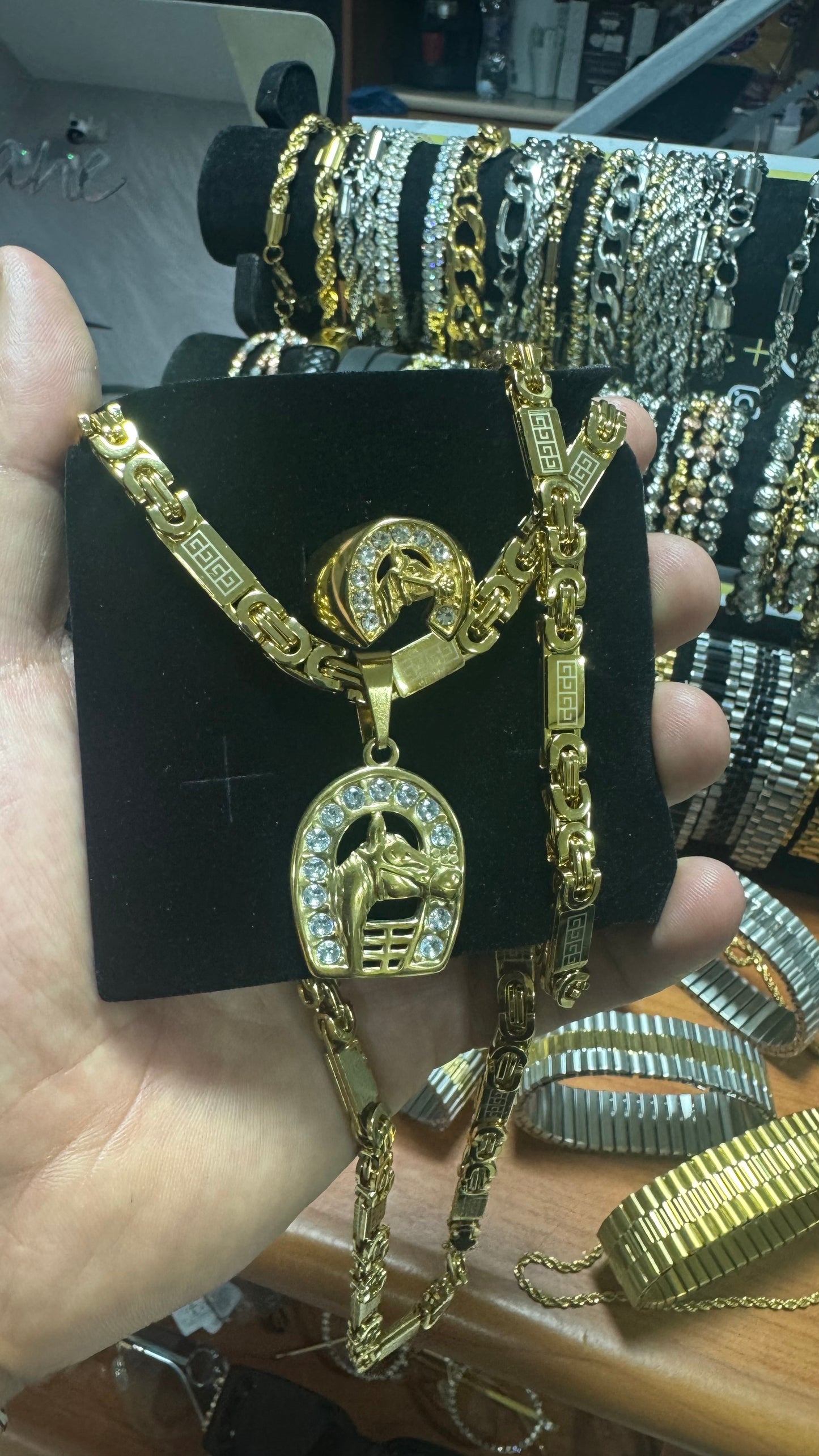 Combo tris acciaio oro cavallo*13