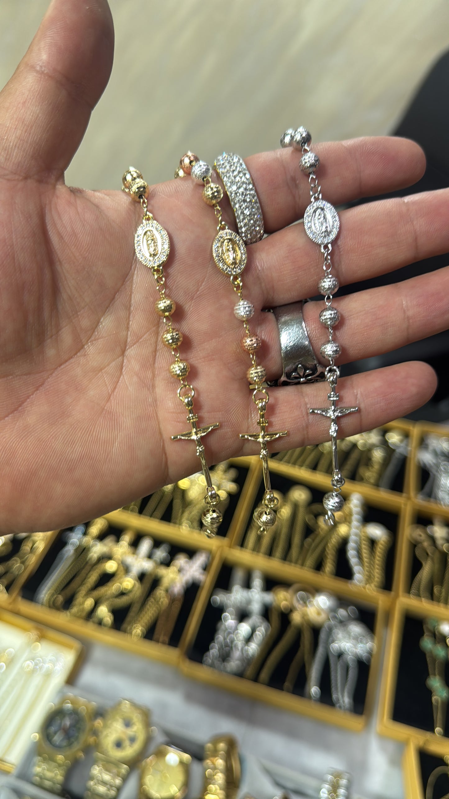 Bracciale rosario martellato Acciaio *34