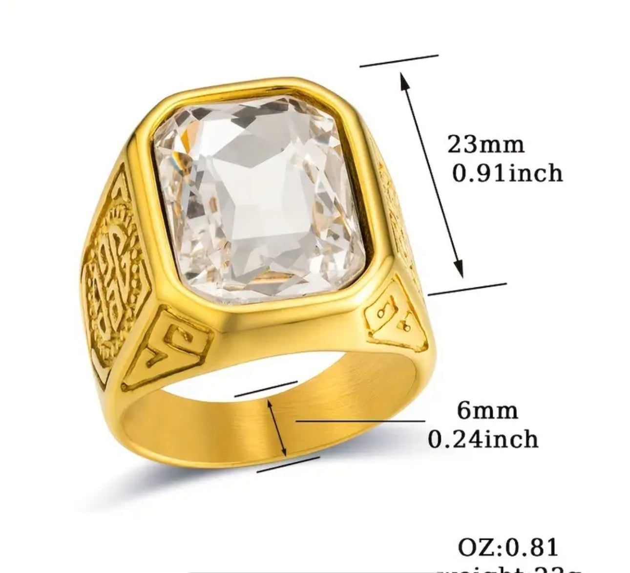 Anello acciaio pietra bianca *04