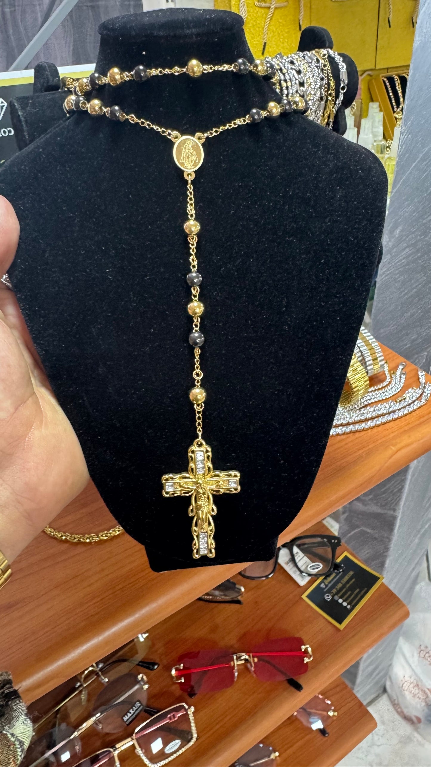 Rosario oro e nero acciaio *22