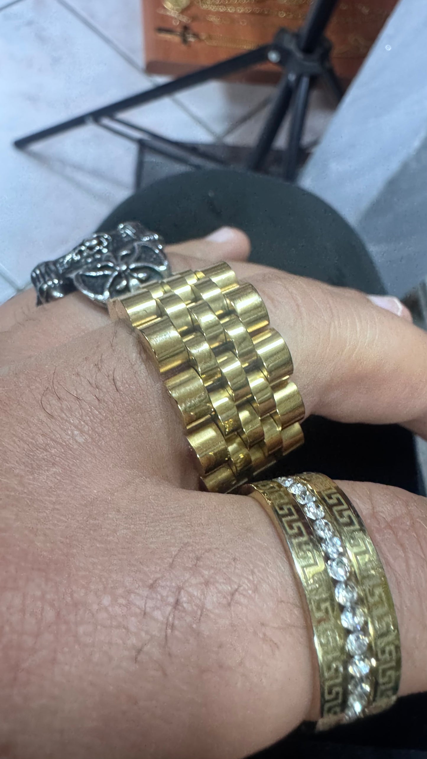 Anello giubileo morbido acciaio oro*62