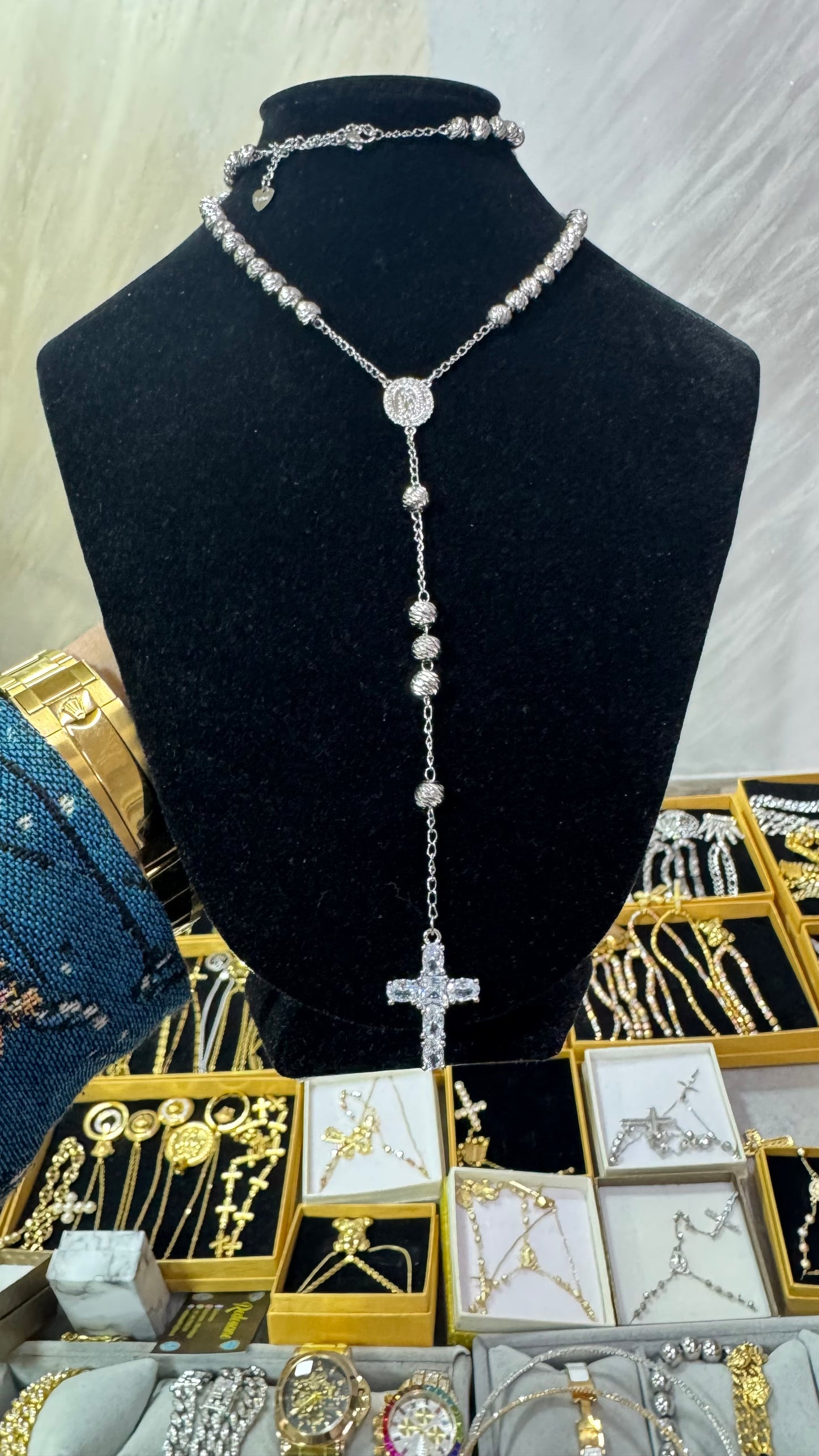 Rosario martellato silver acciaio *34