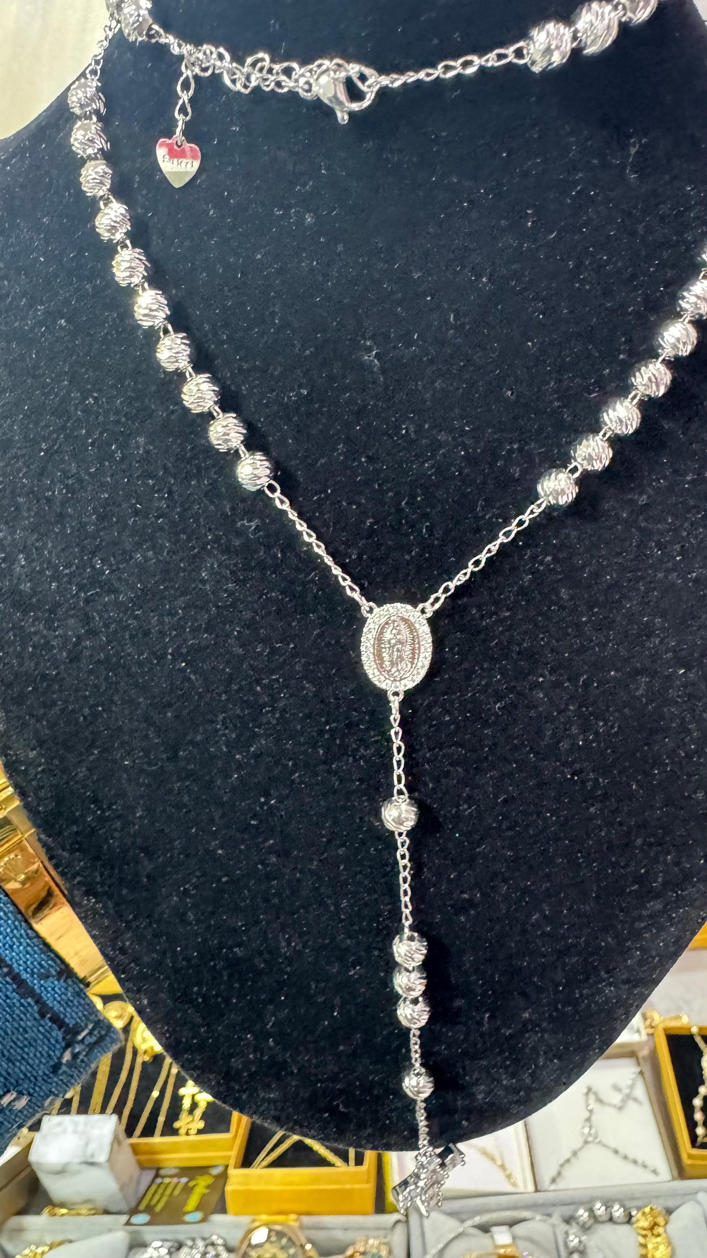 Rosario martellato silver acciaio *34