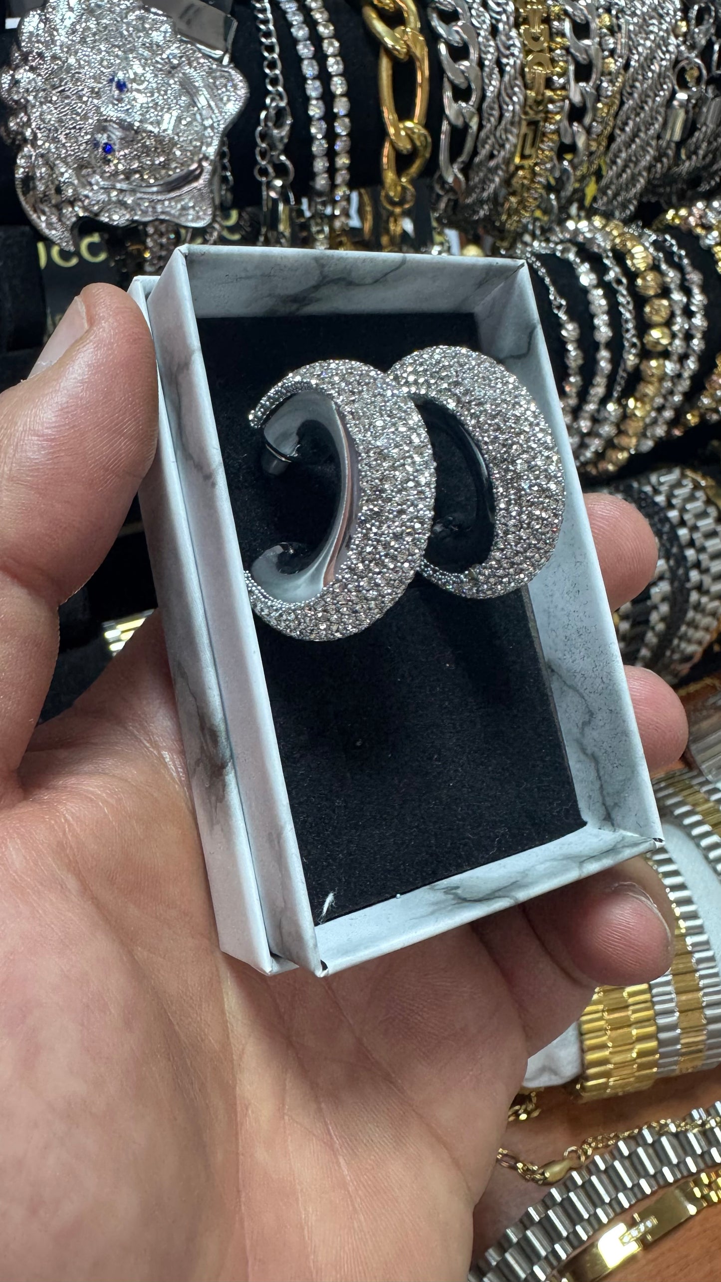 Orecchini Diamond argento acciaio *36