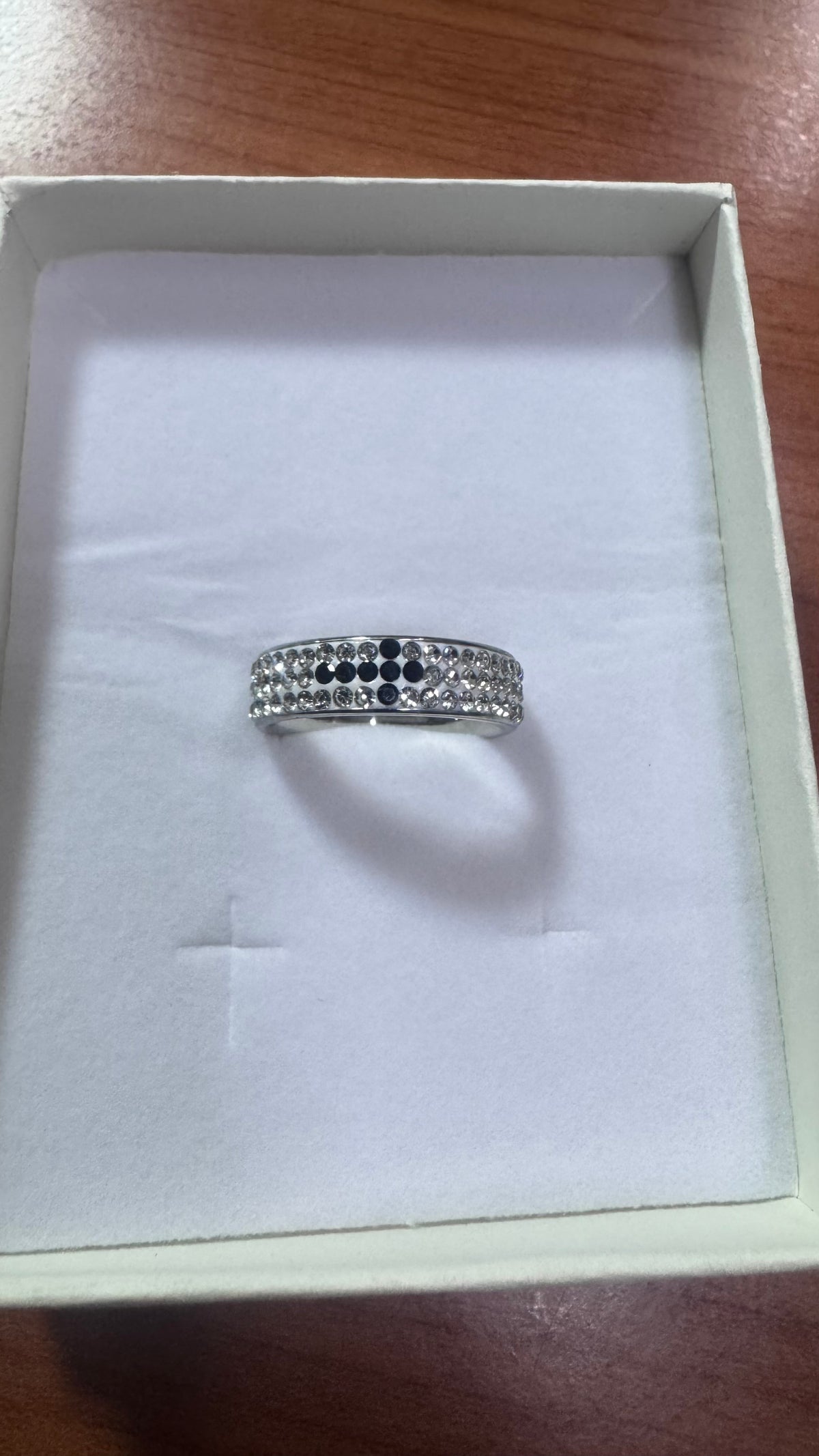 Anello Amen fascia con croce e brillantini acciaio unisex *3780