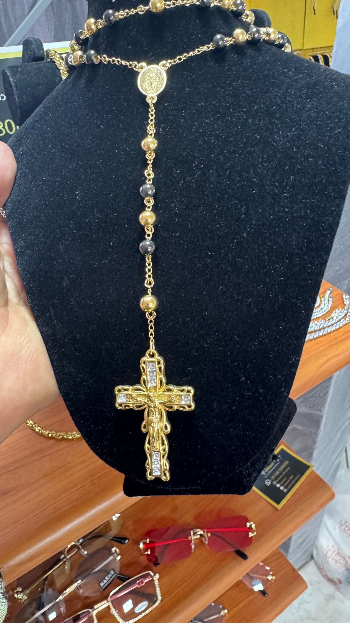 Rosario oro e nero acciaio *22