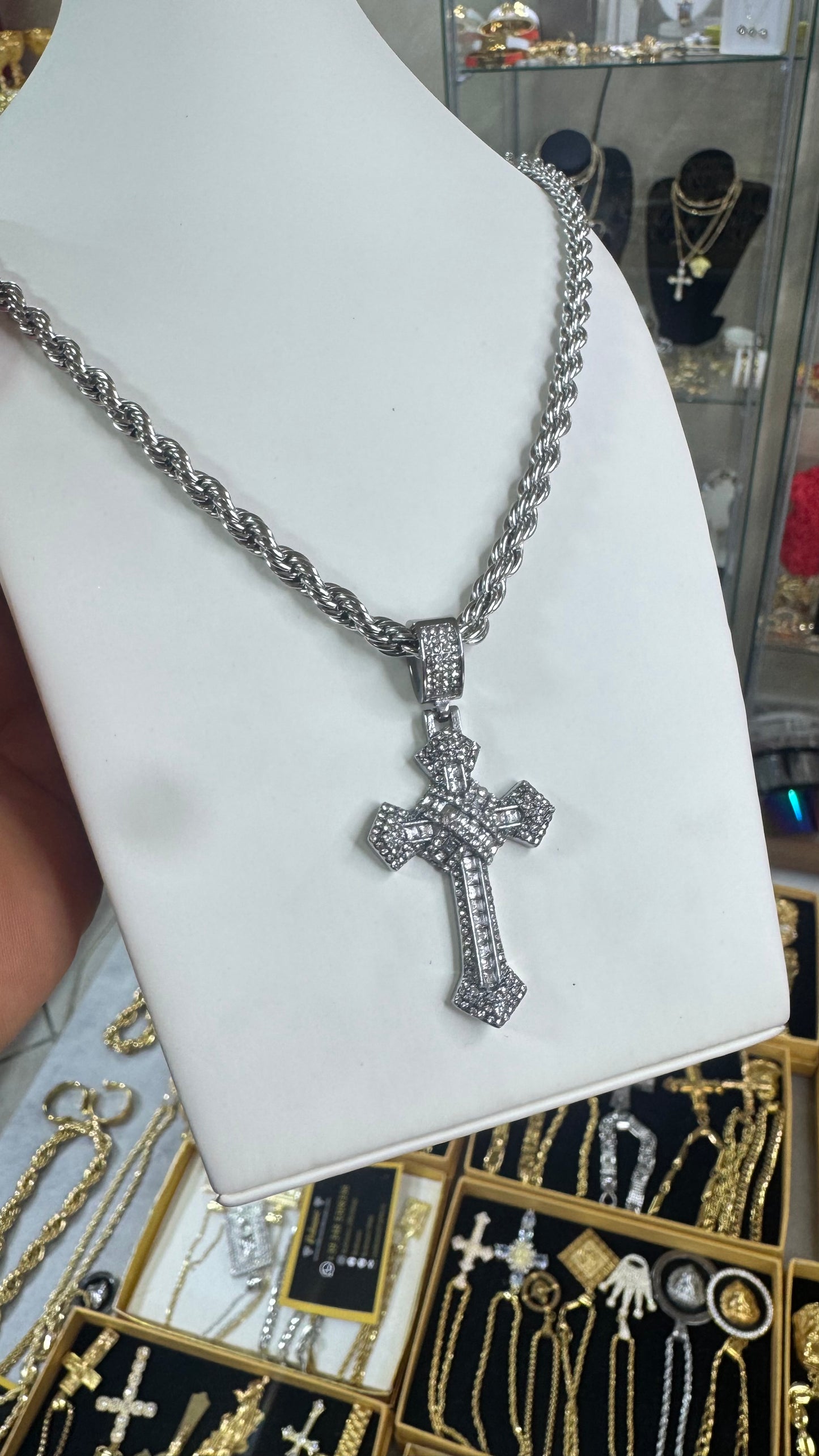 Combo kit croce Pave Acciaio argento*164