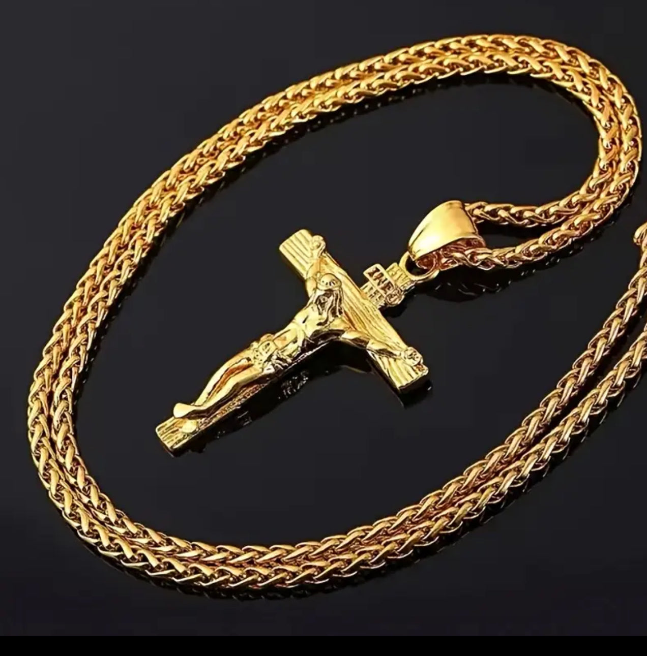 Collana con croce acciaio oro*59