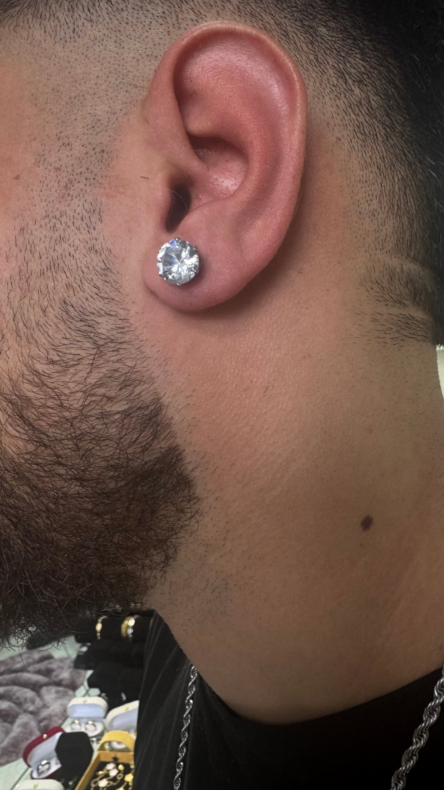 Orecchini punto luce 10 mm acciaio unisex *890