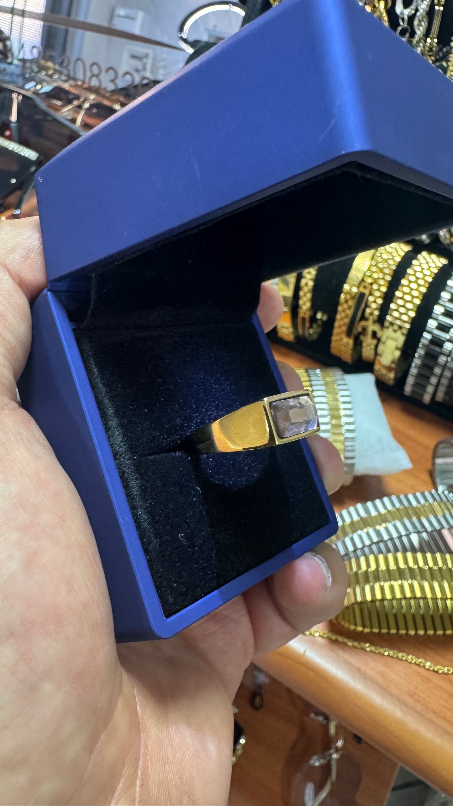 Anello acciaio oro *57