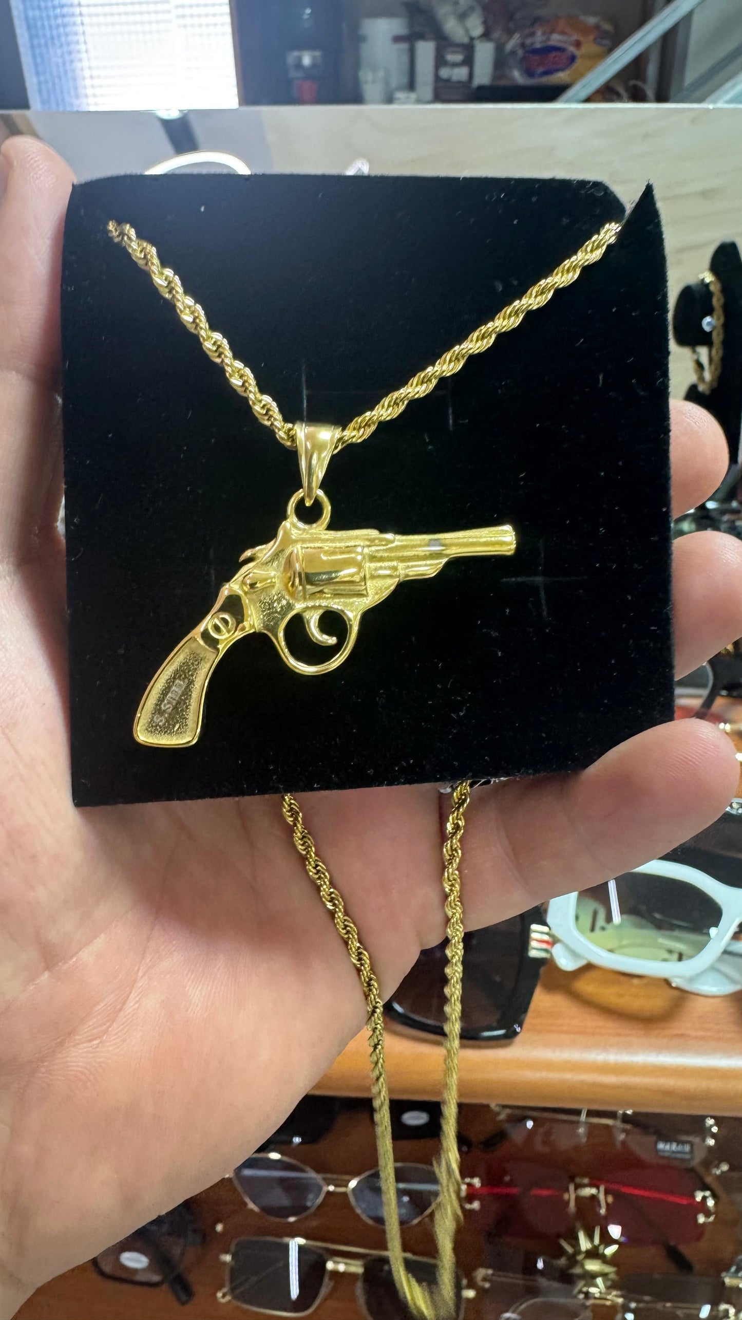 Collana con ciondolo acciaio oro *70