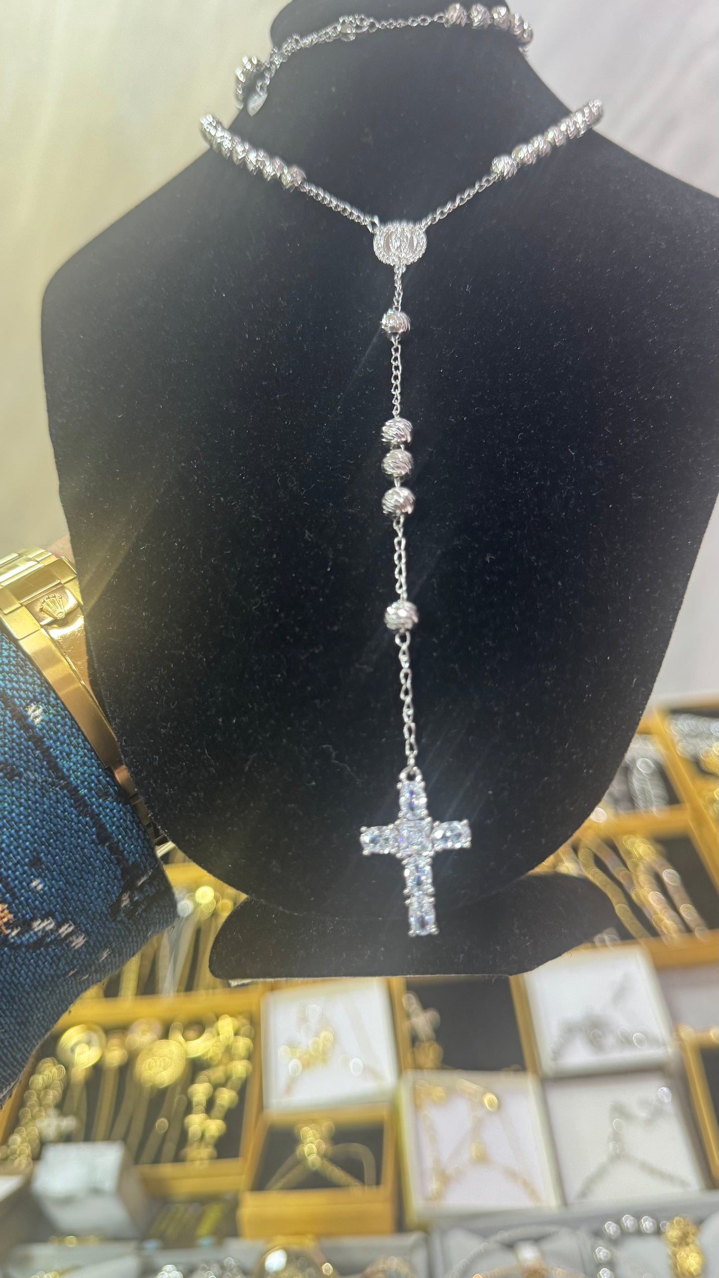Rosario martellato silver acciaio *34