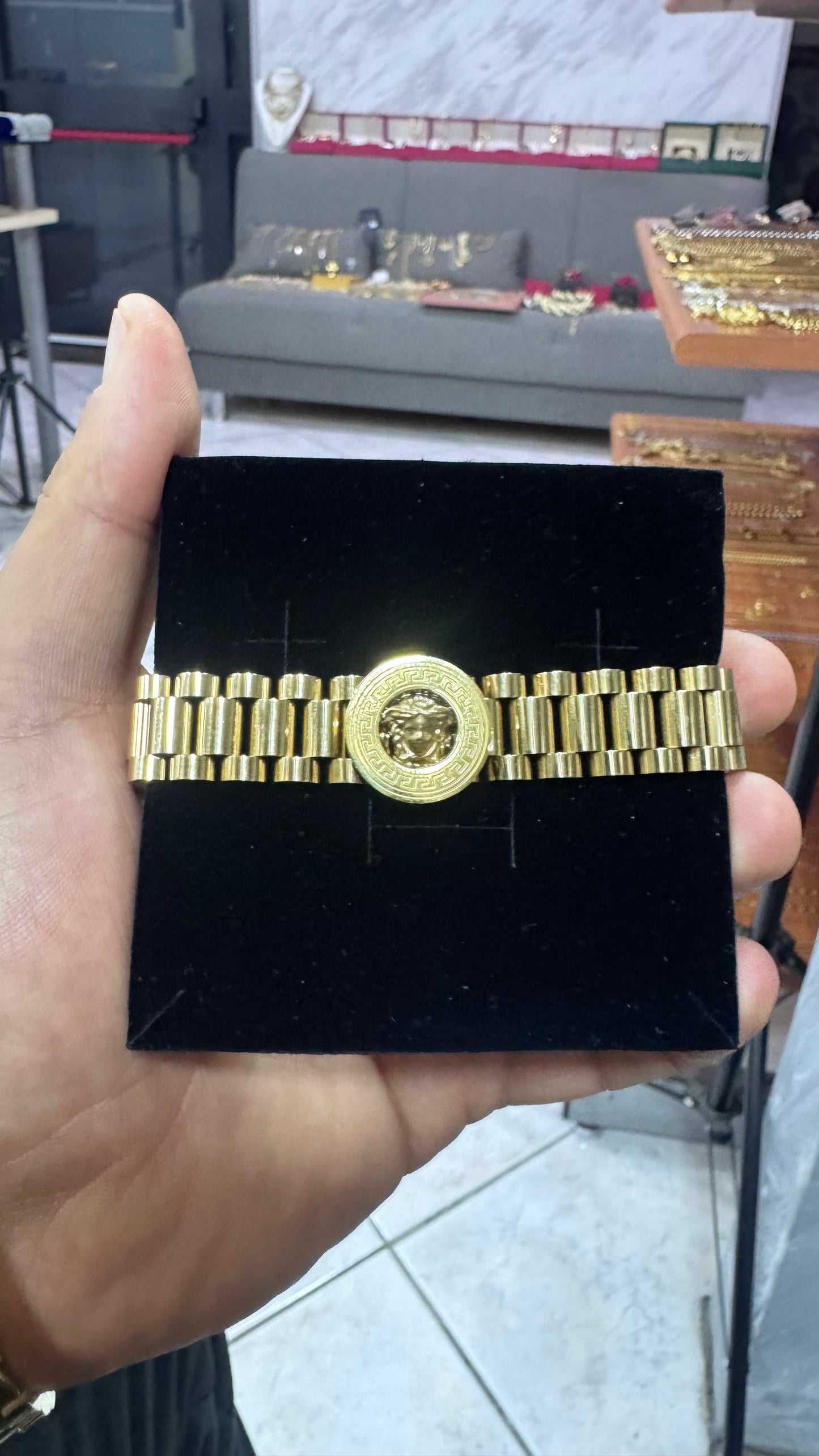 Bracciale president medusa acciaio oro*45