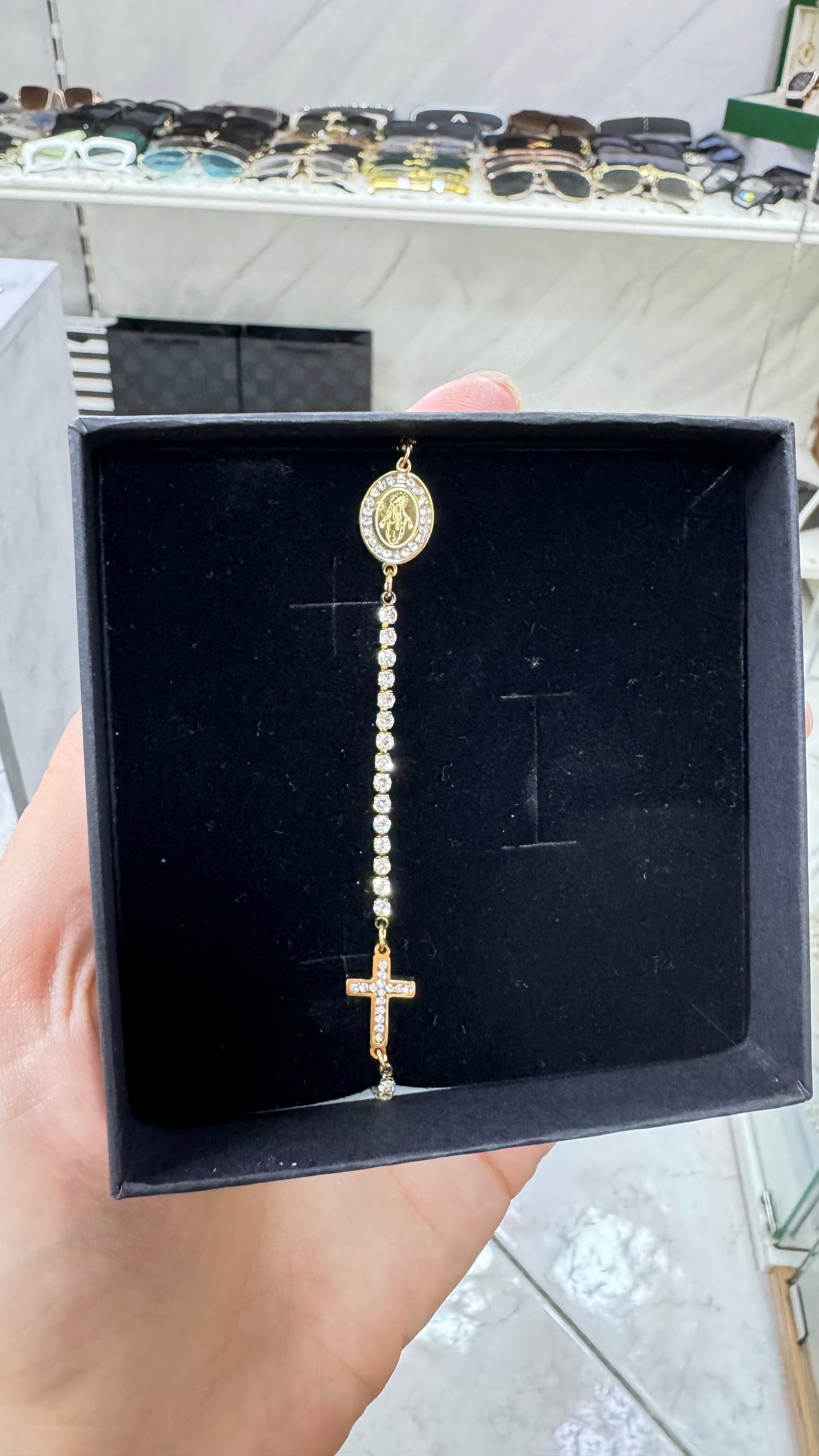 Bracciale tennis rosario acciaio *35