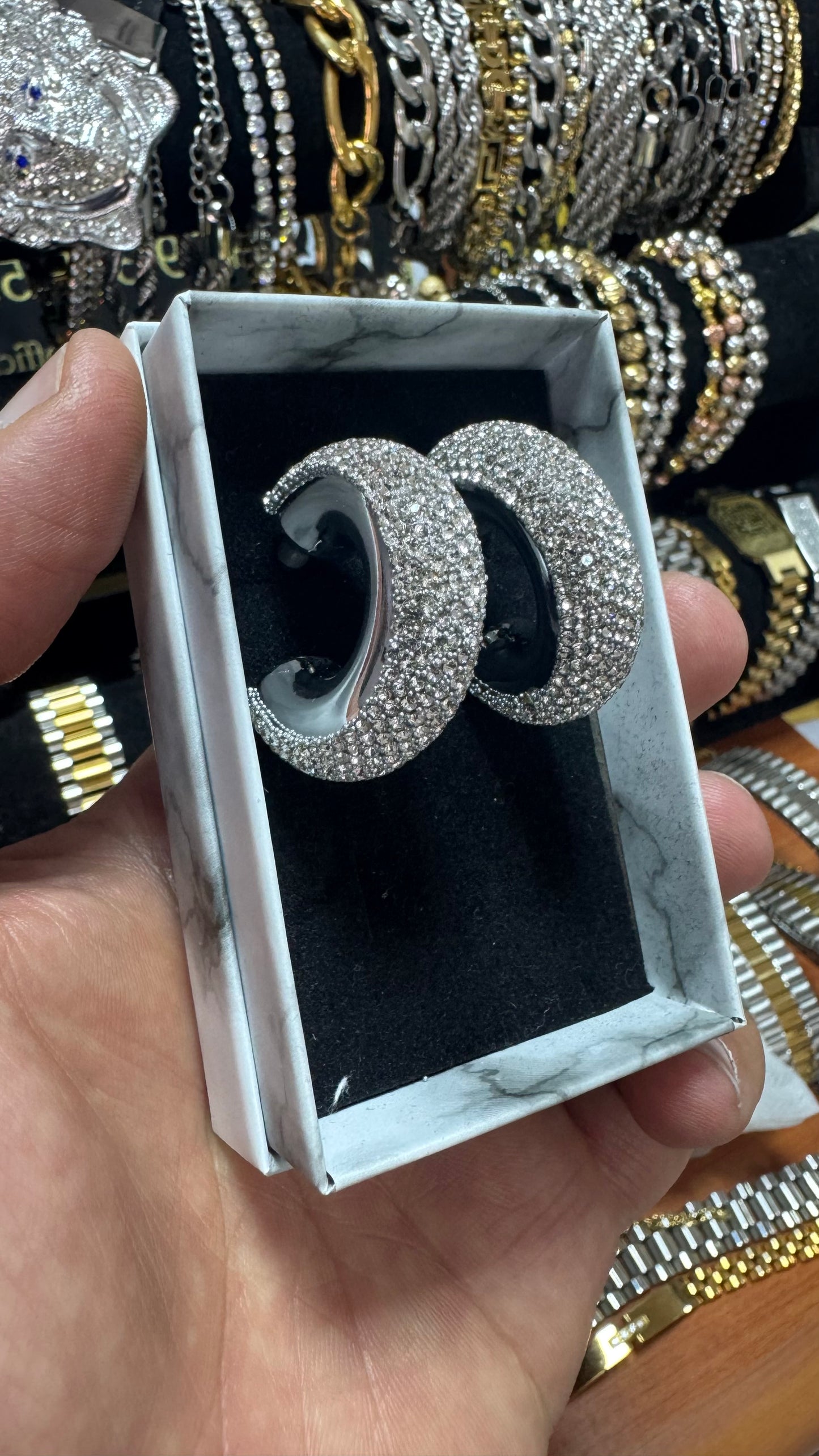 Orecchini Diamond argento acciaio *36