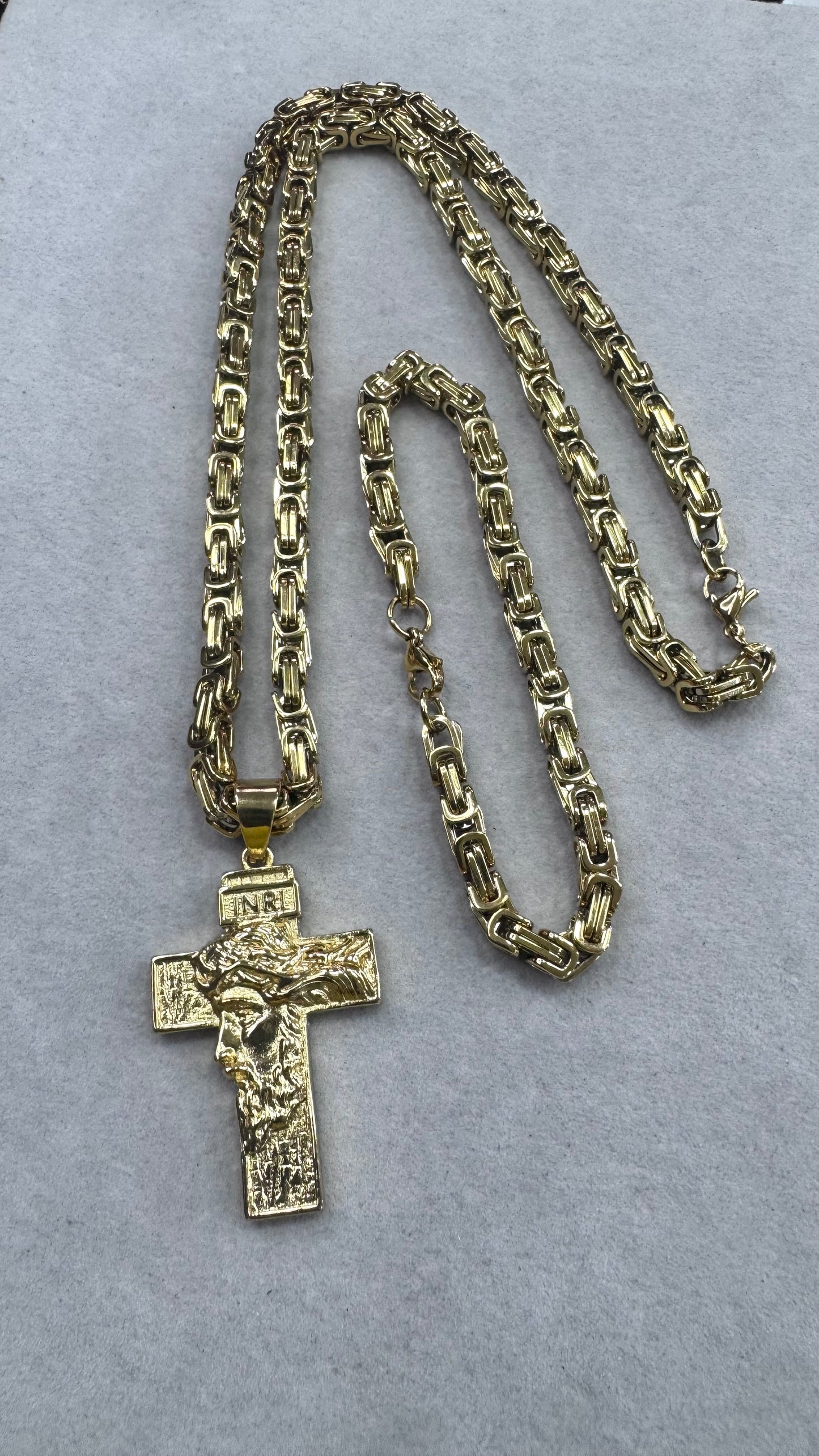 Combo Kit croce Gesu acciaio oro *241