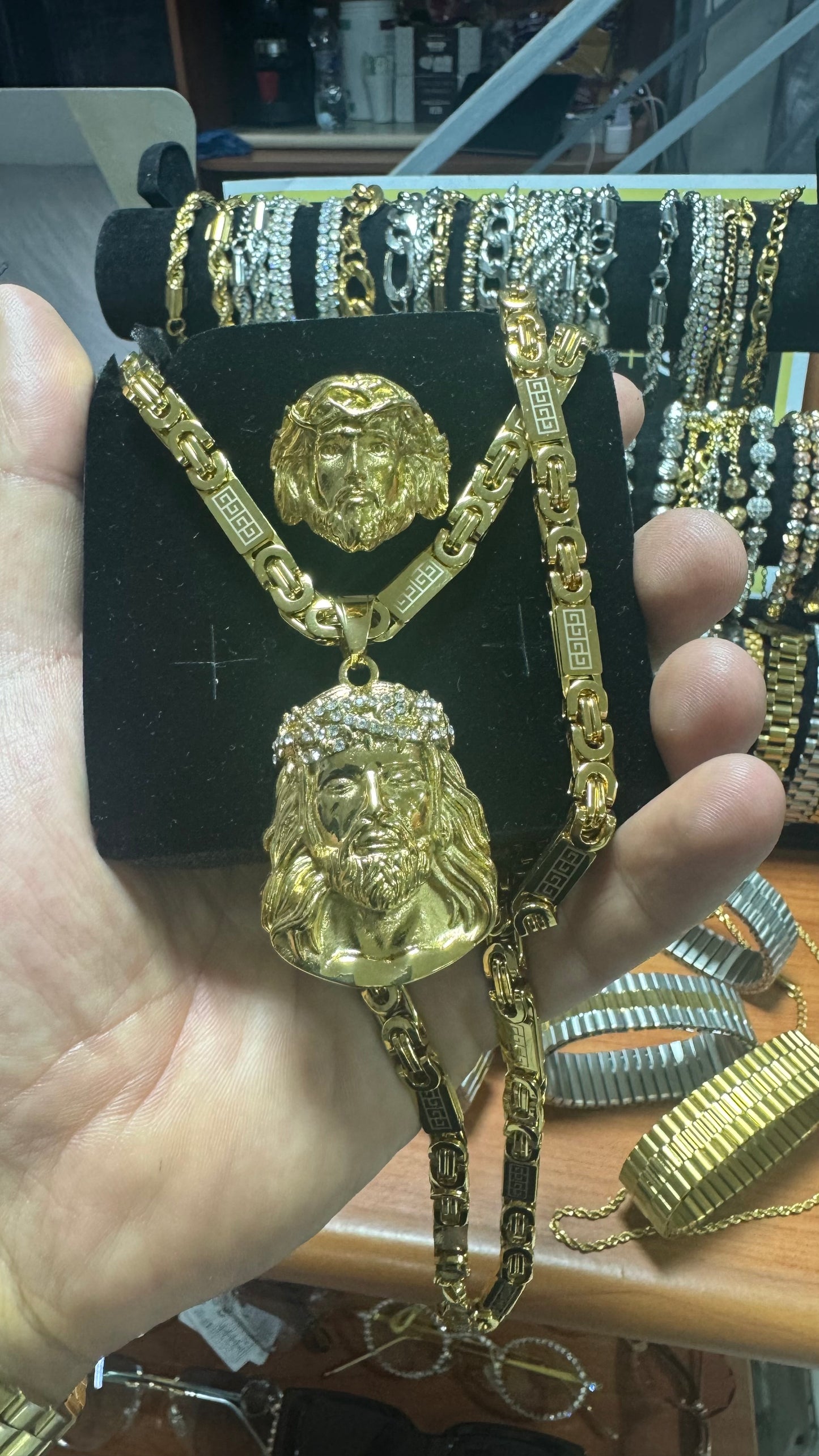 Combo tris oro acciaio Gesù *12