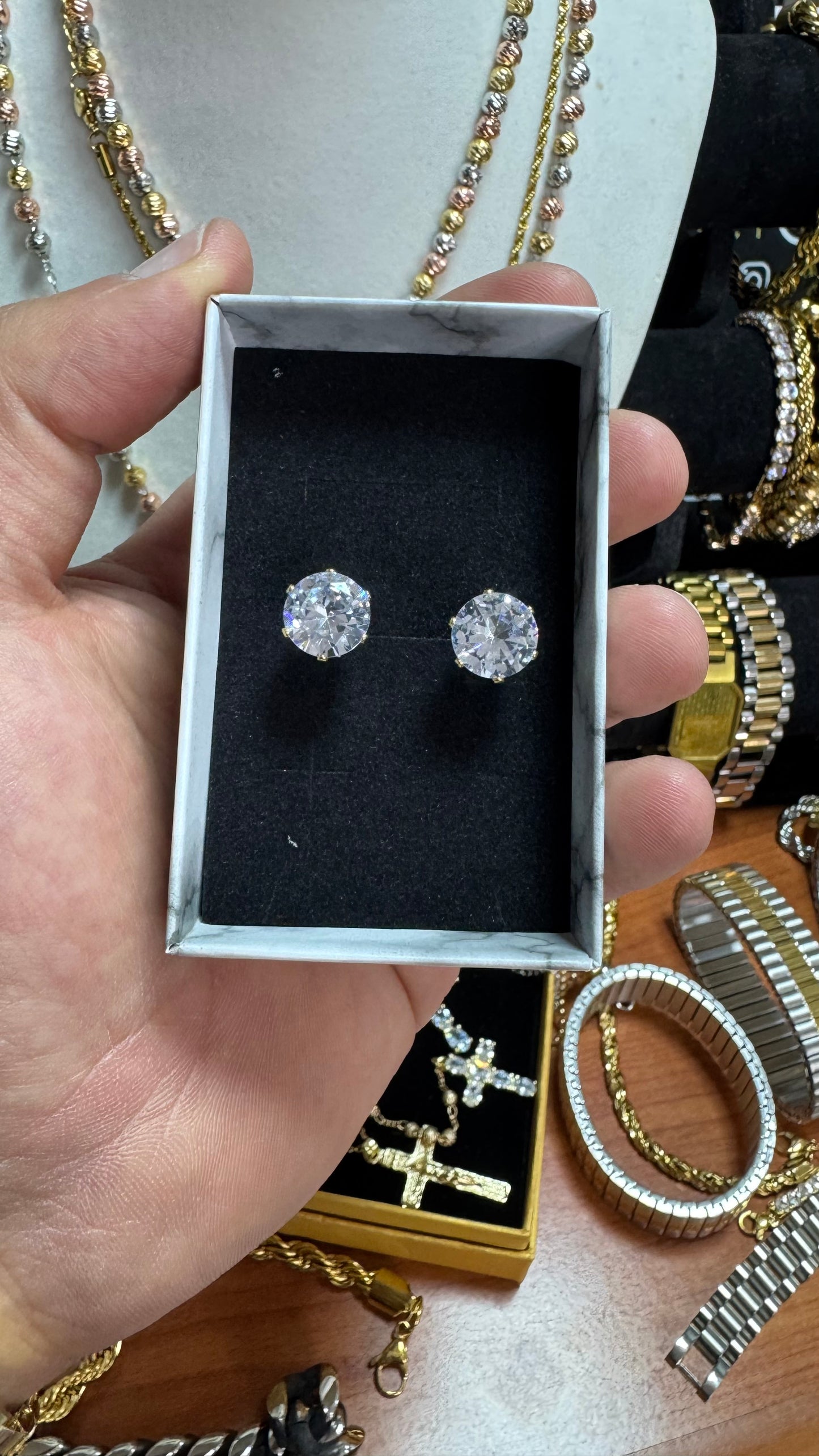 Orecchini punto luce 10 mm acciaio unisex *890