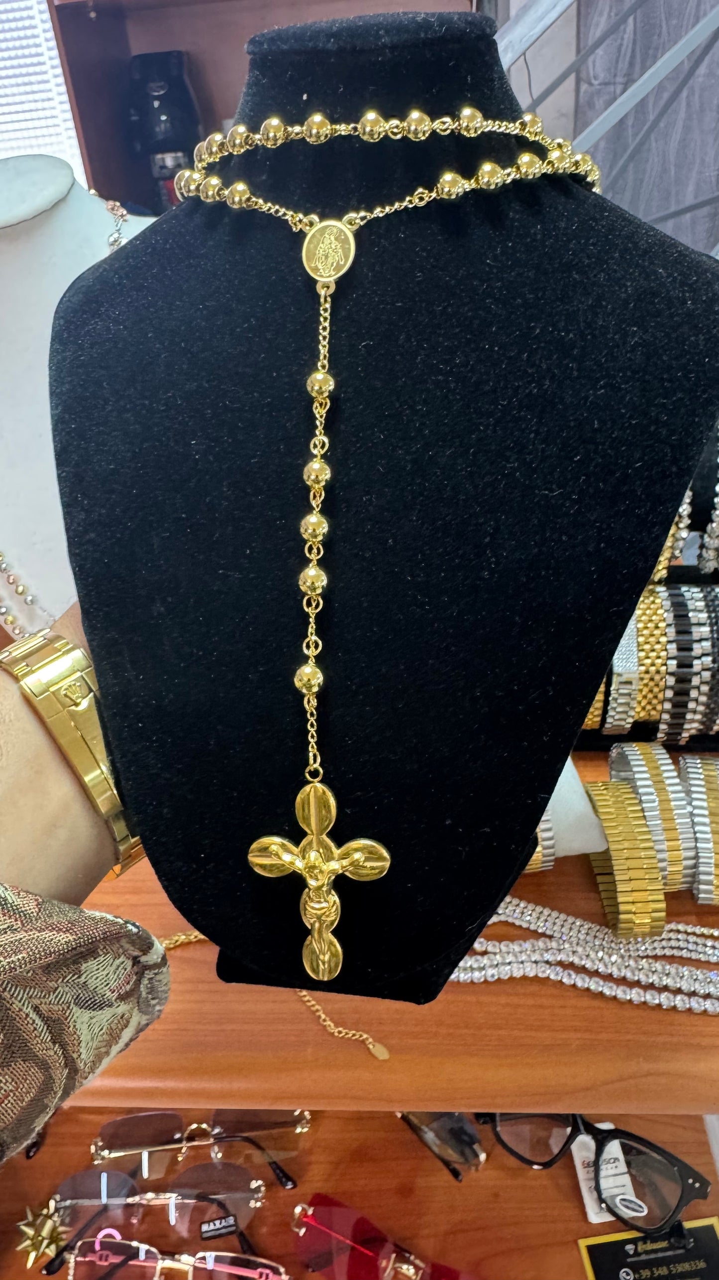 Rosario acciaio oro *20