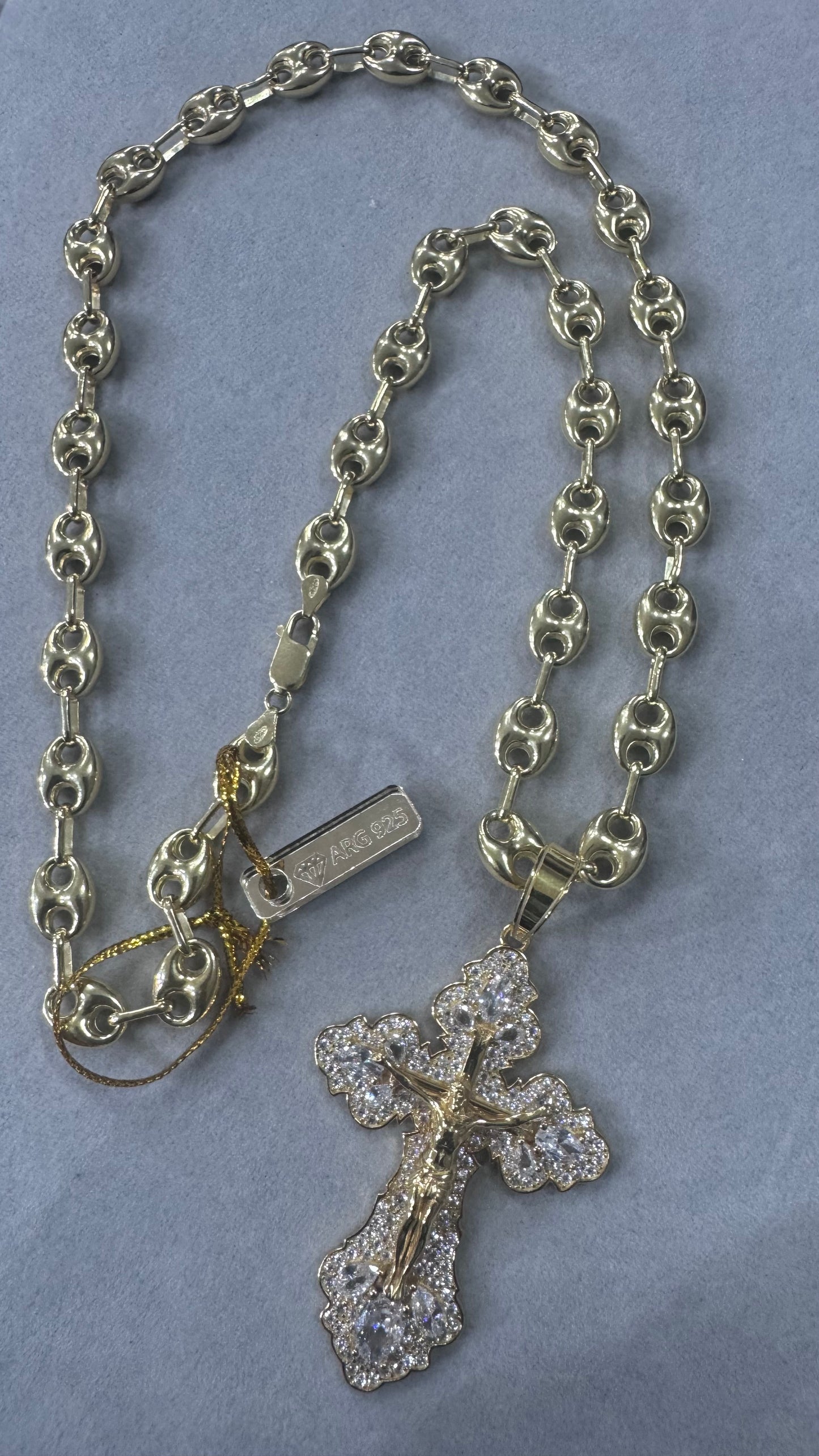Collana marina 9 mm con croce Rio argento 925 *445