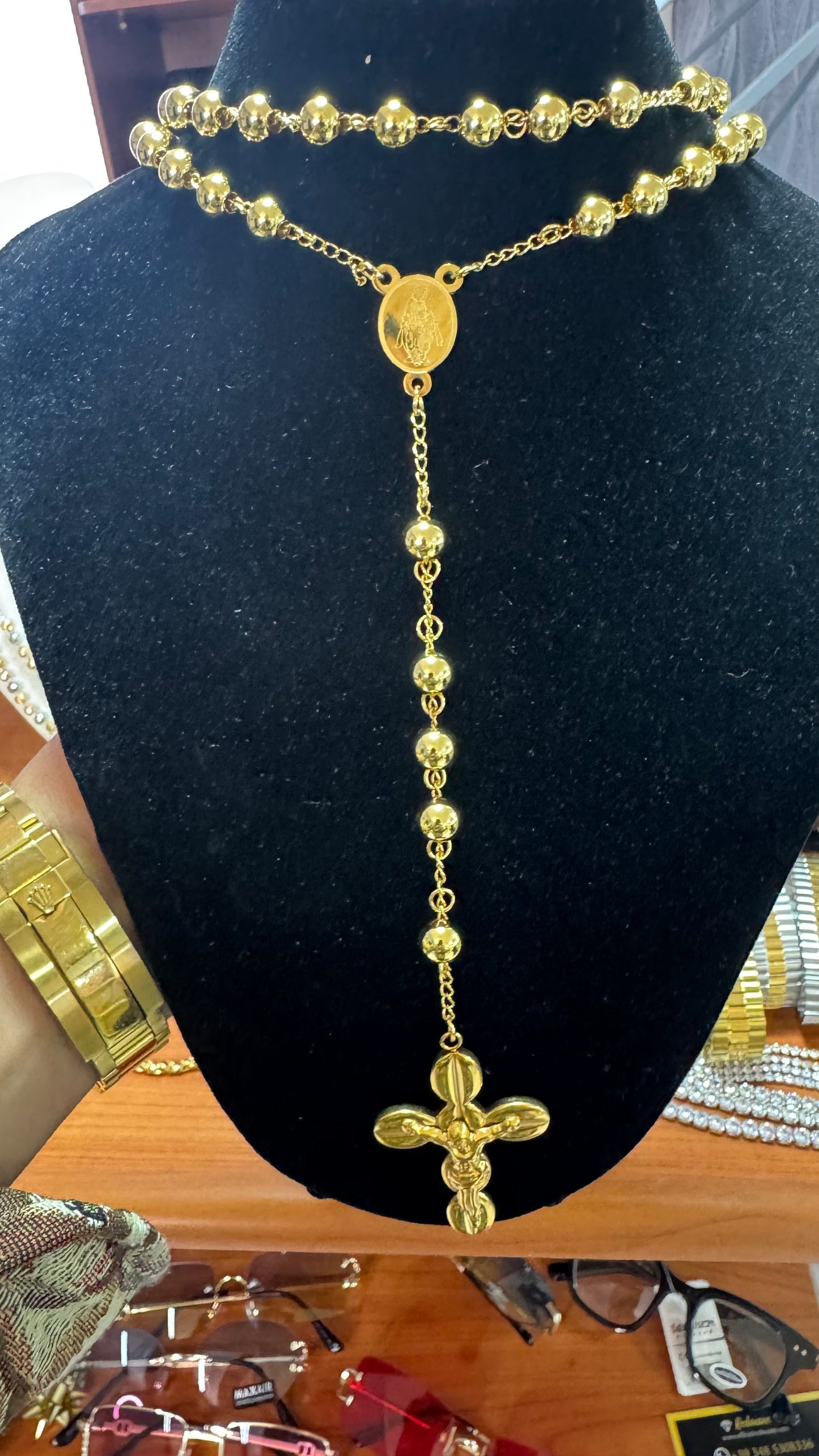 Rosario acciaio oro *20