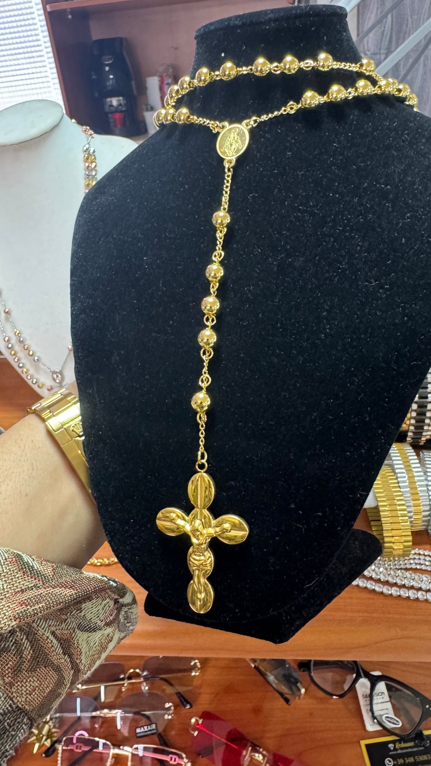 Rosario acciaio oro *20