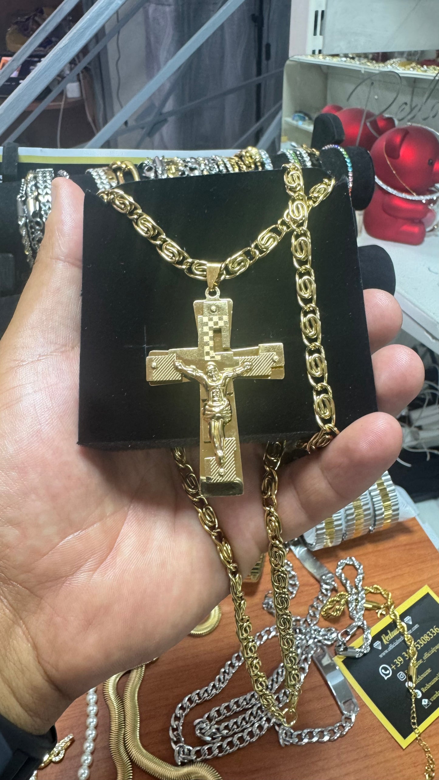 Combo kit croce acciaio oro *136