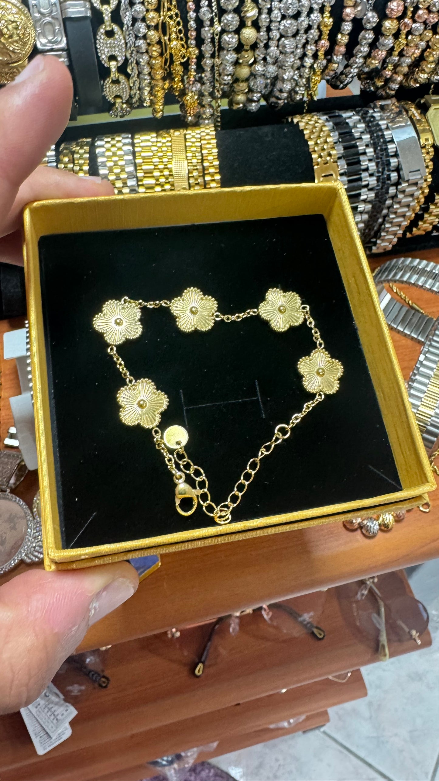 Bracciale quadrifoglio acciaio oro *30