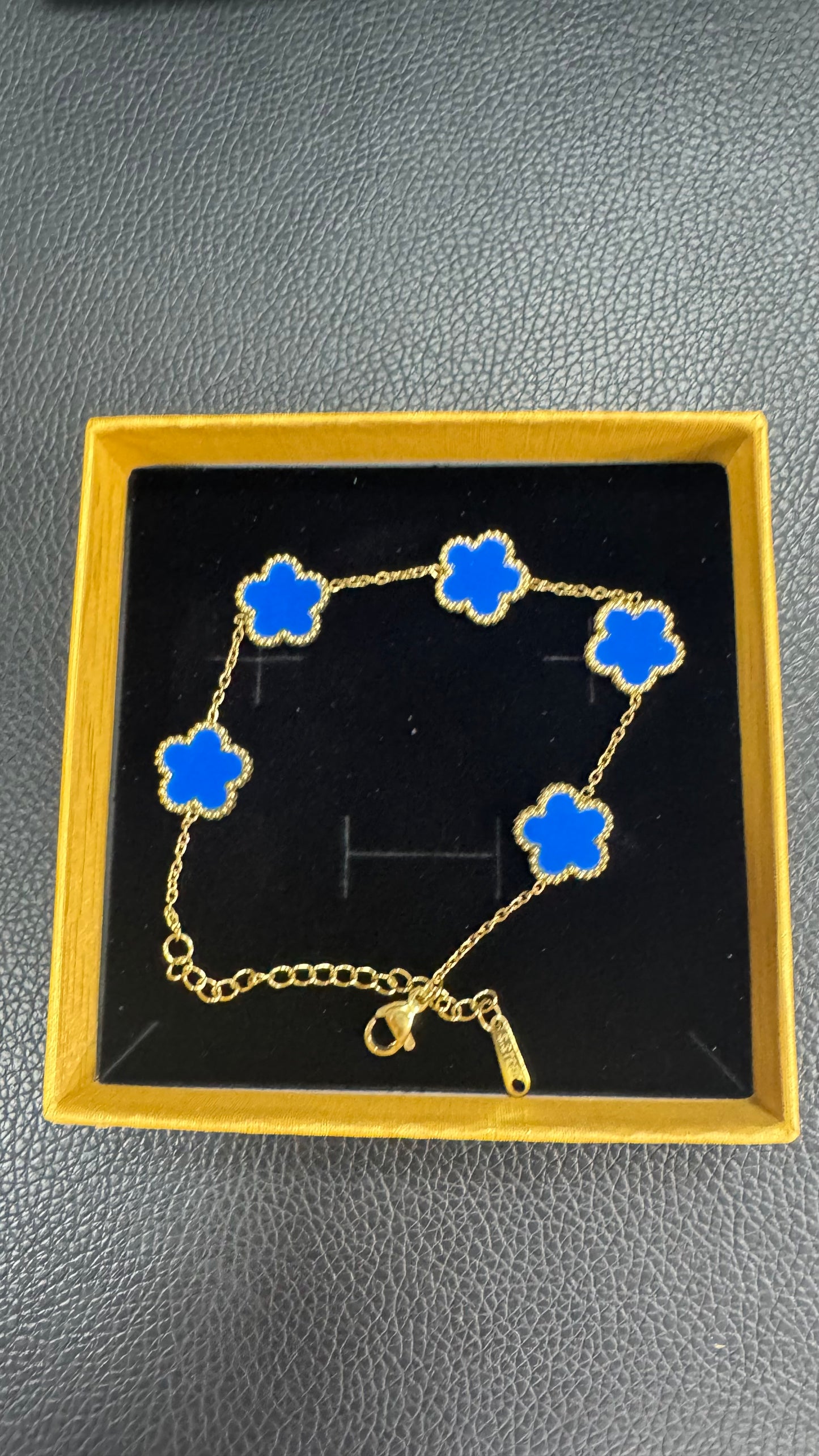 Bracciale quadrifoglio acciaio blu *27