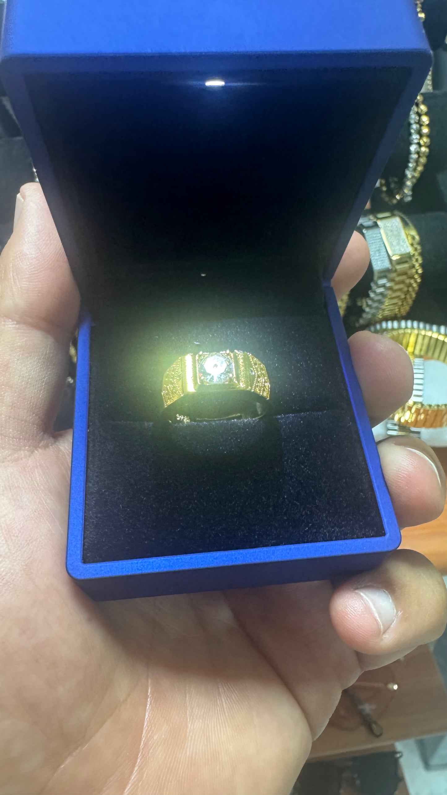 Anello solitario argento oro *58