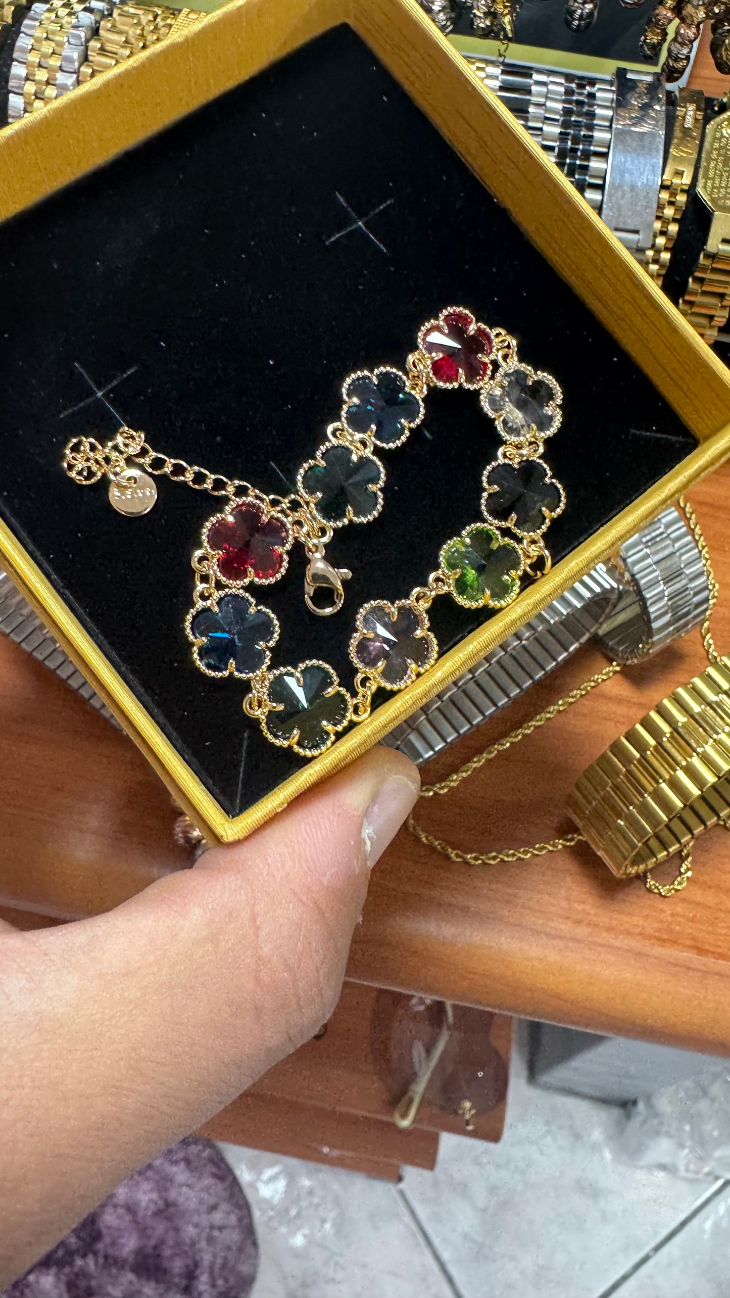 Bracciale quadrifoglio multicolore in acciaio *31