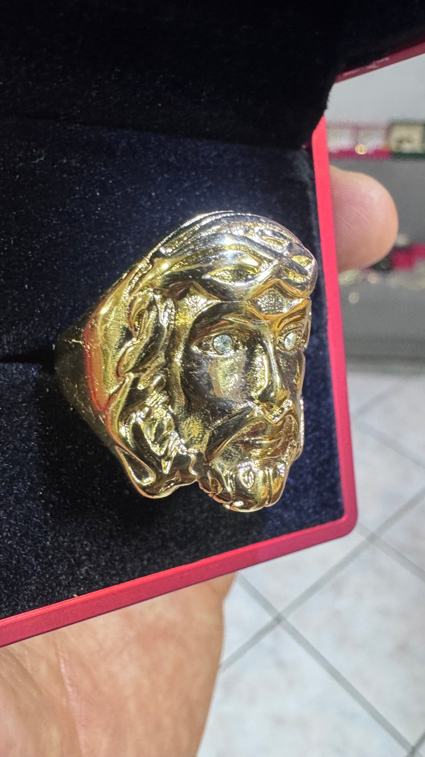 Anello testa di Gesù acciaio oro *66