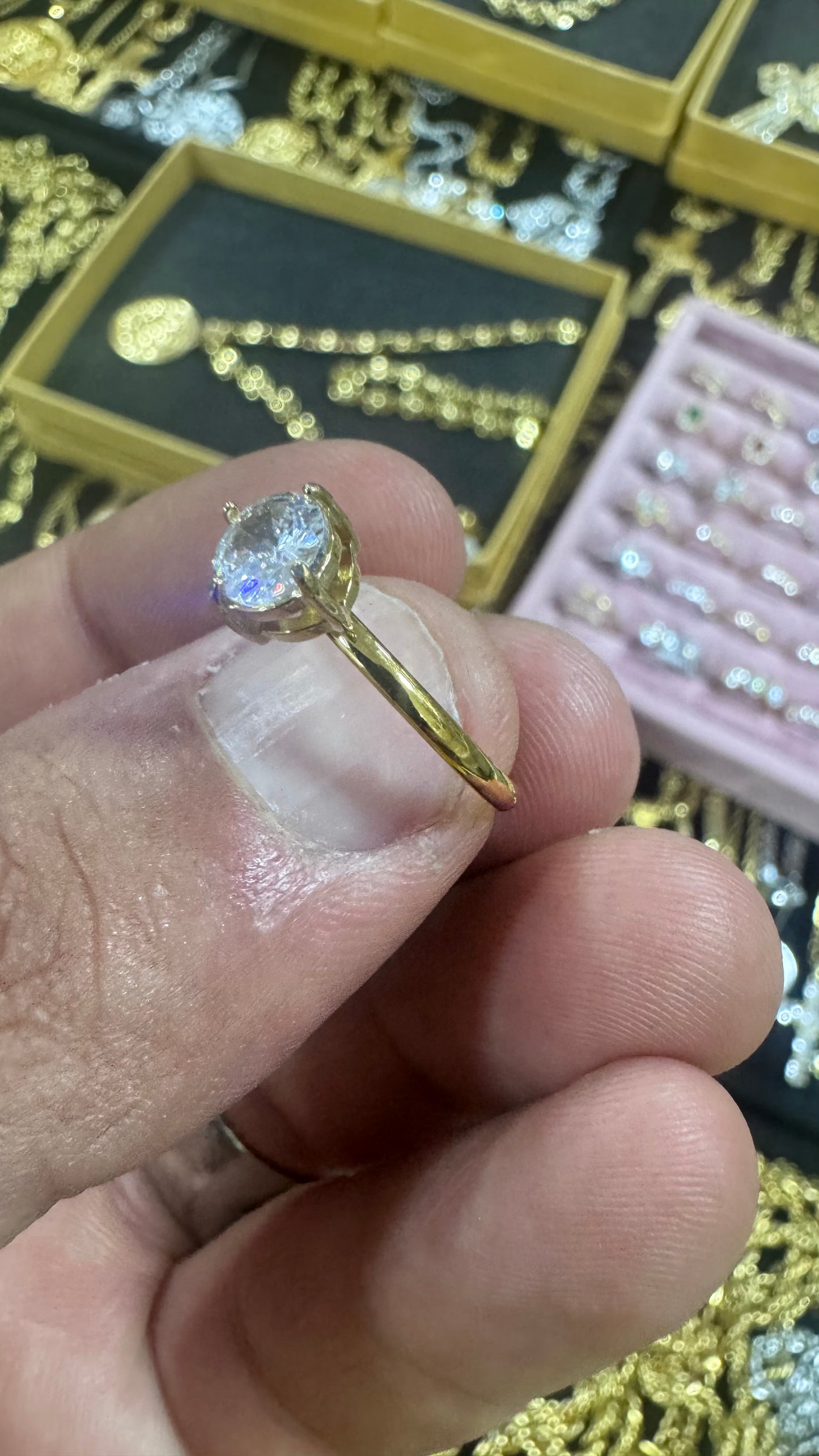 Anello donna punto luce oro acciaio *38