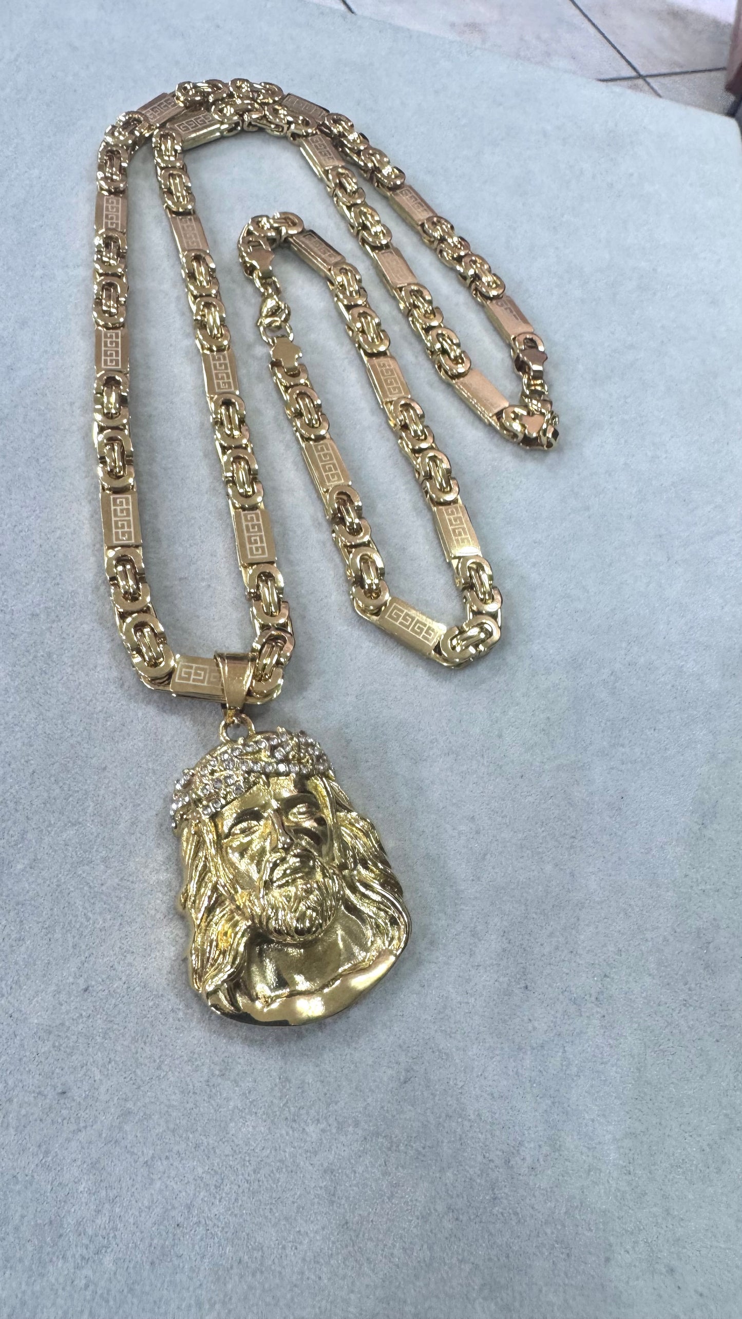 Combo Kit piastra Gesù acciaio oro *220