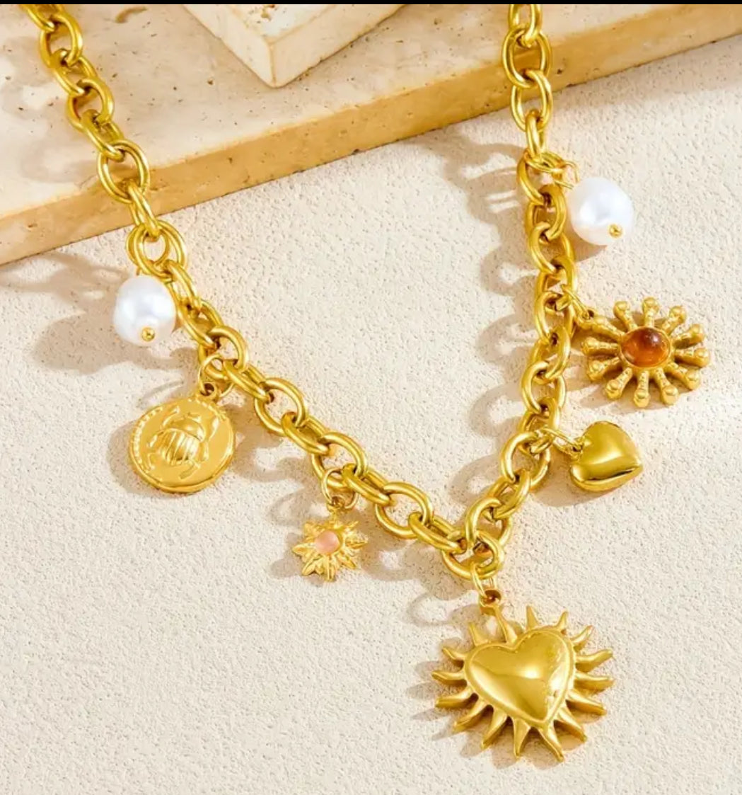 Collana acciaio cuore solare *2