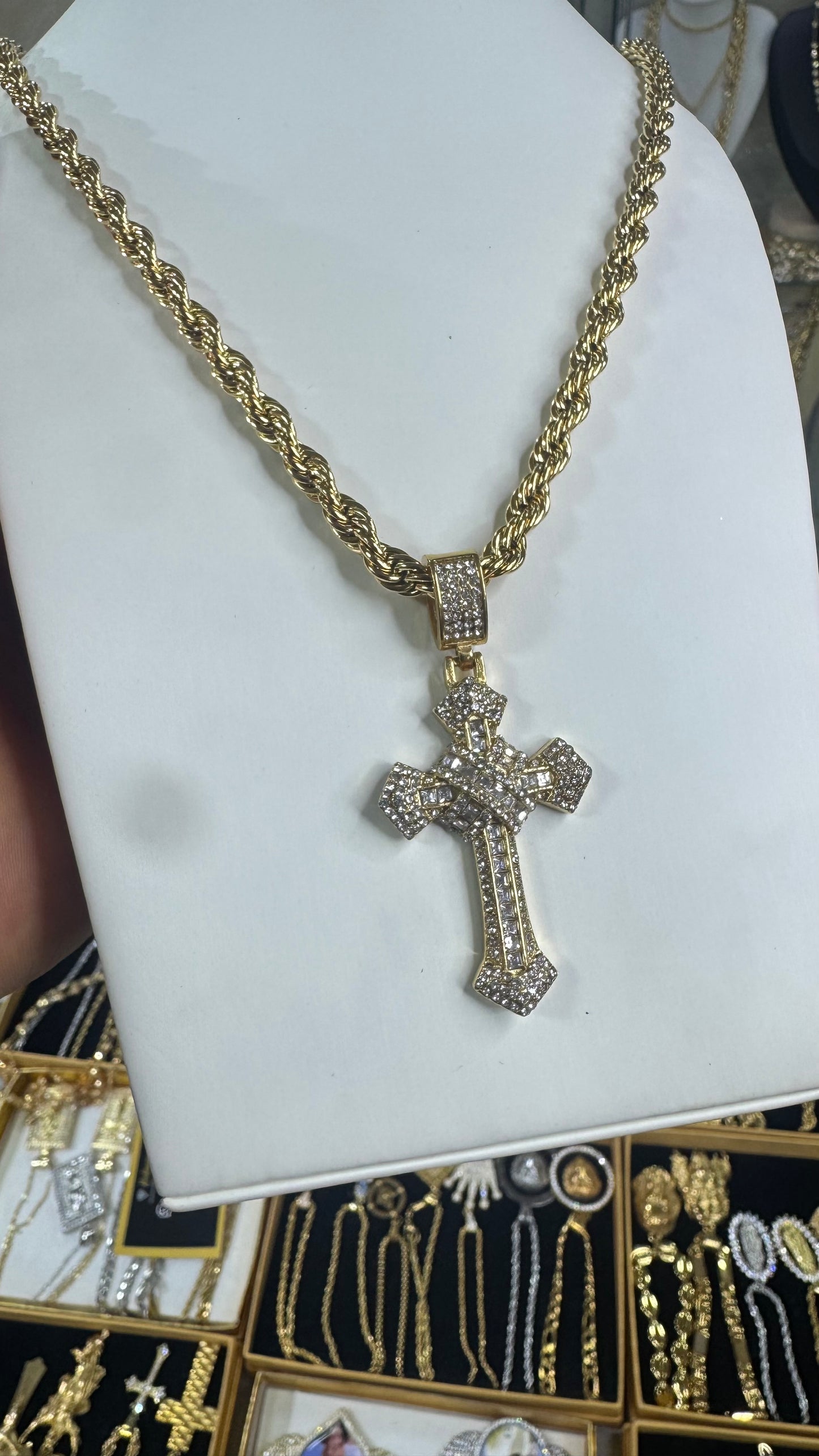 Combo kit croce Pave Acciaio oro*165