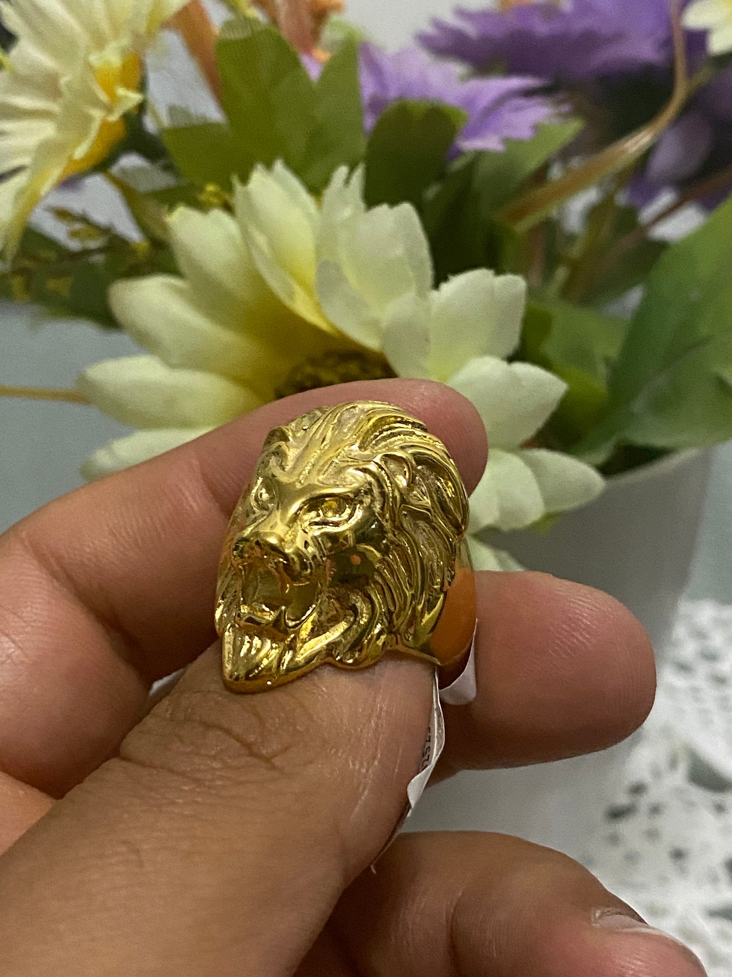 Anello leone acciaio *12