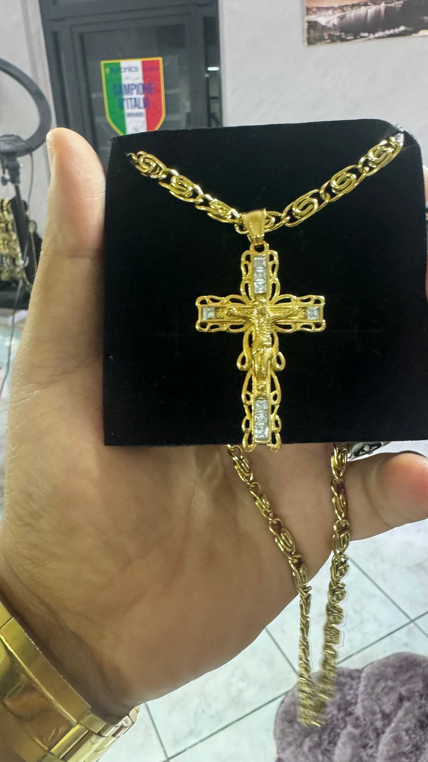 Combo kit croce acciaio oro *141