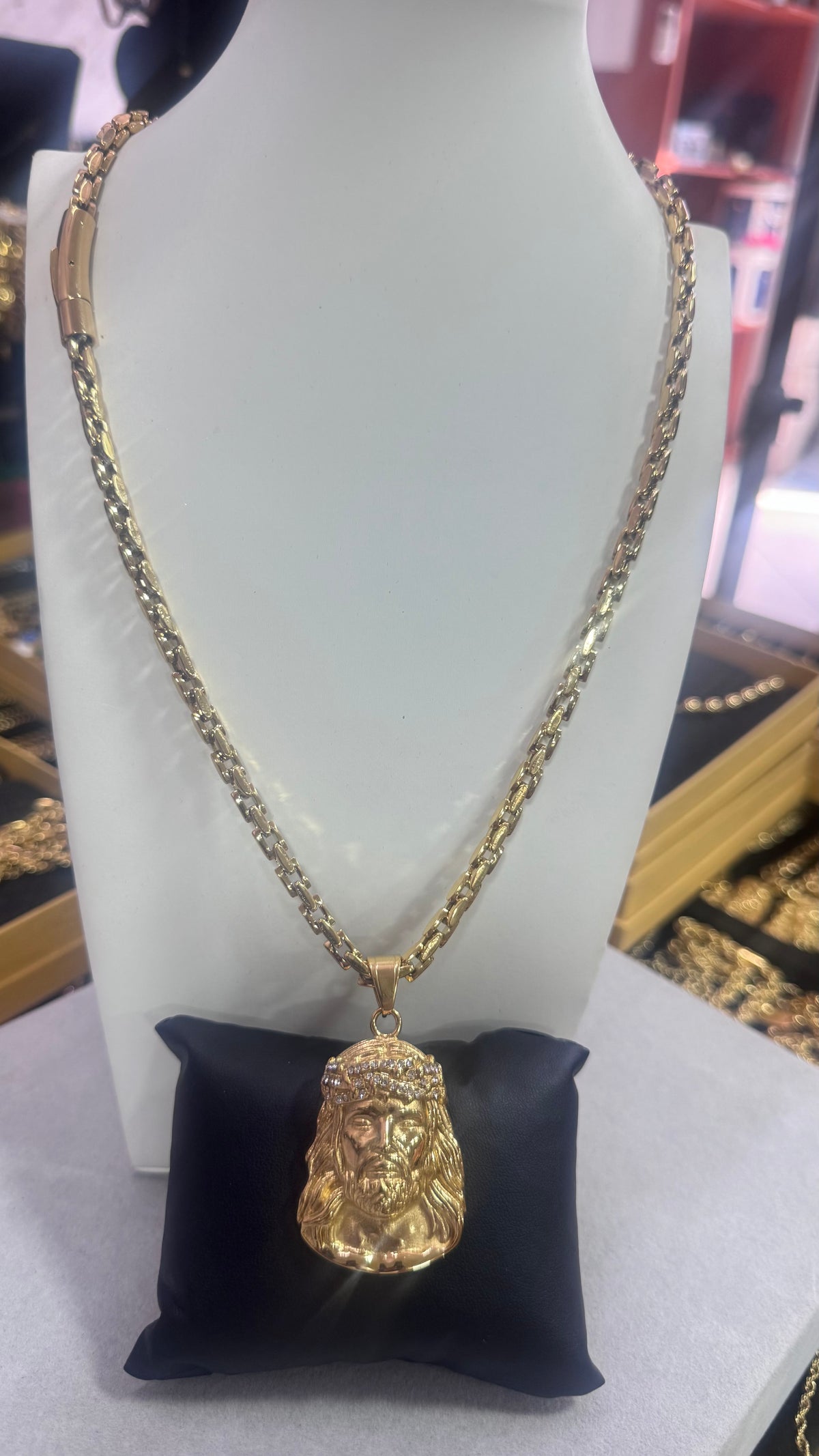 Collana Ibiza Gesù acciaio oro *4578