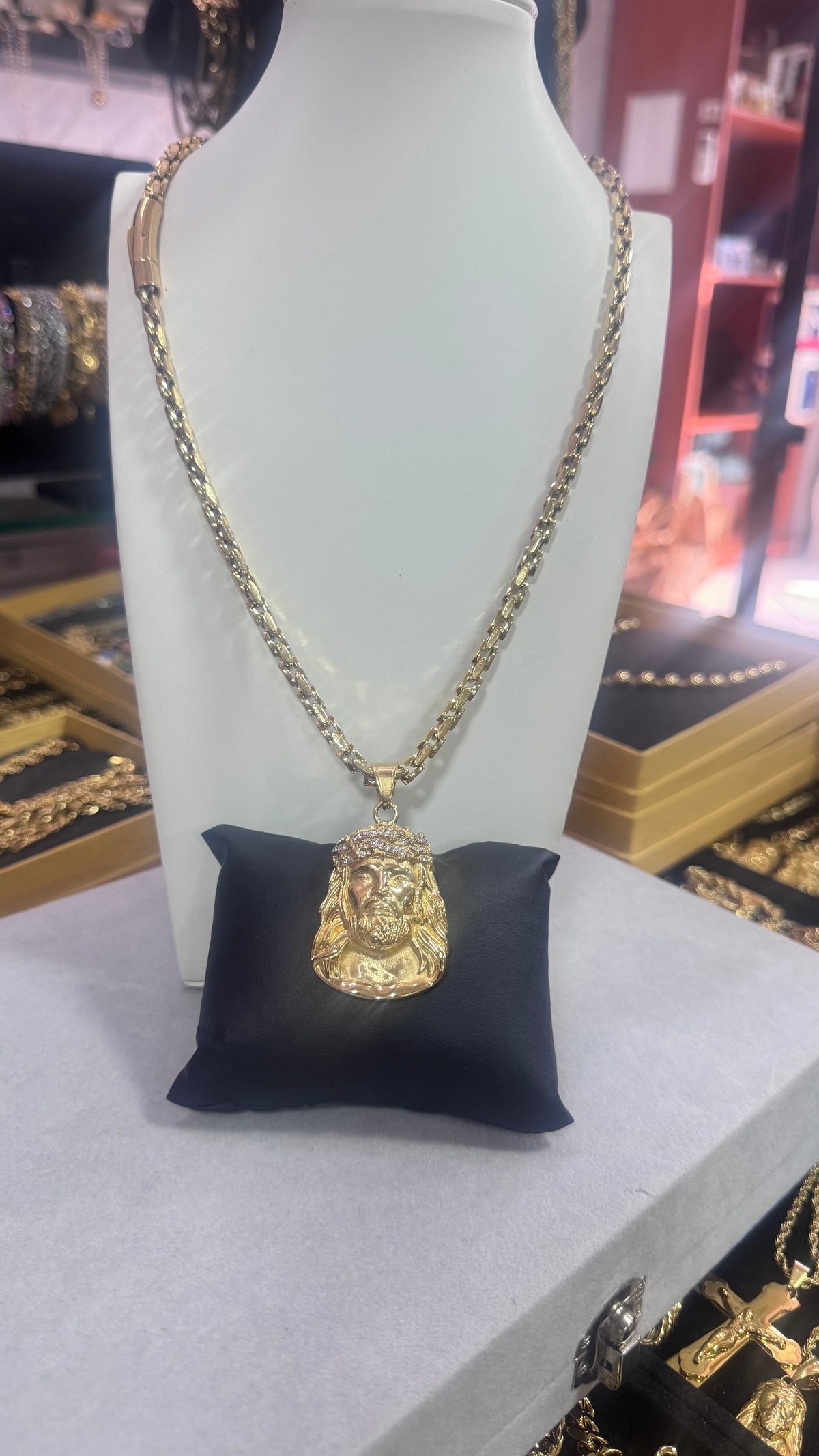Collana Ibiza Gesù acciaio oro *4578