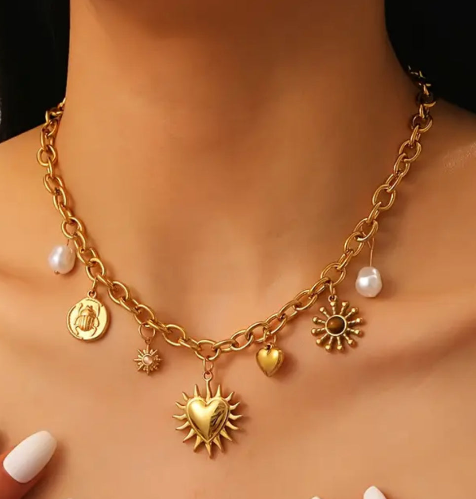 Collana acciaio cuore solare *2