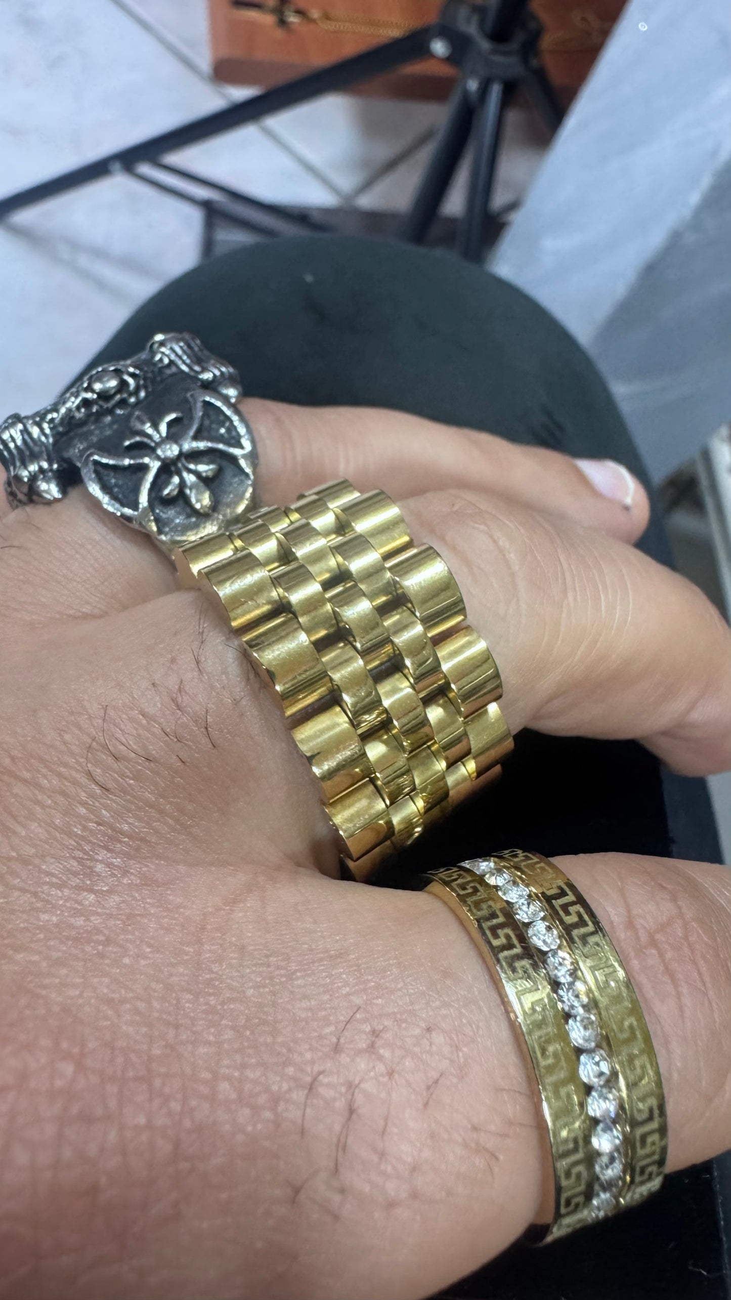 Anello giubileo morbido acciaio oro*62