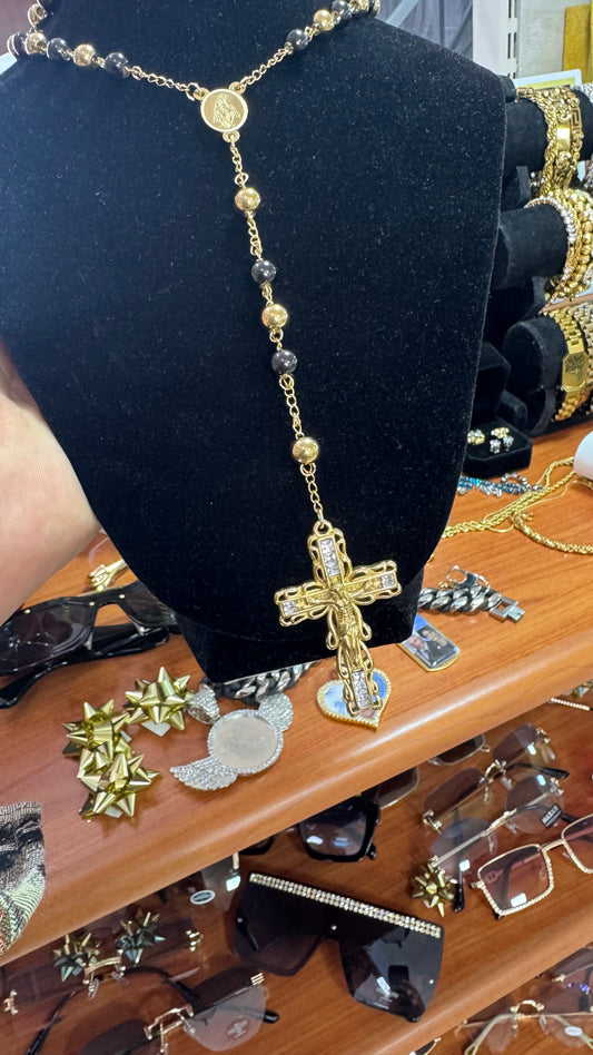 Rosario oro e nero acciaio *22