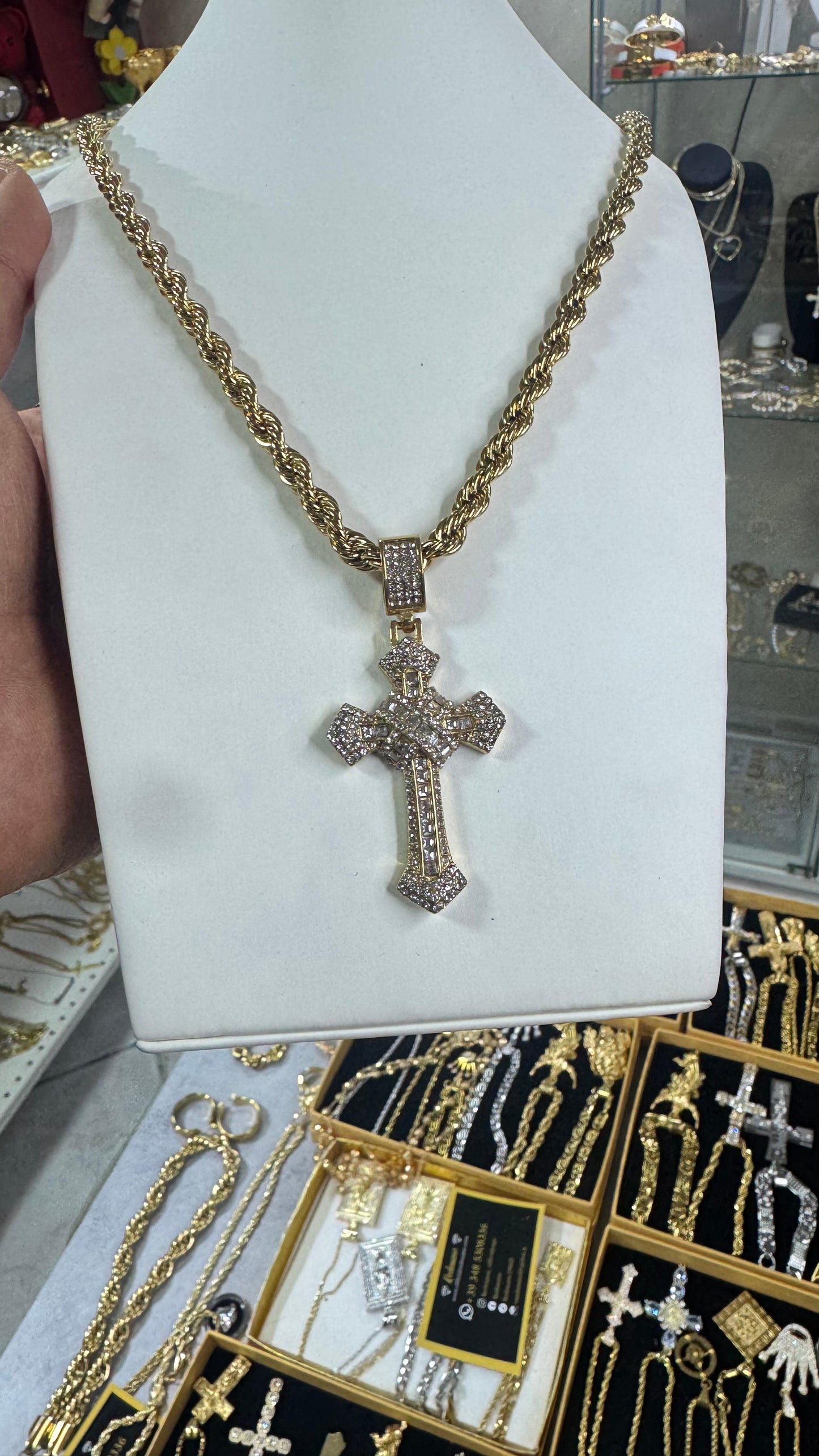 Combo kit croce Pave Acciaio oro*165