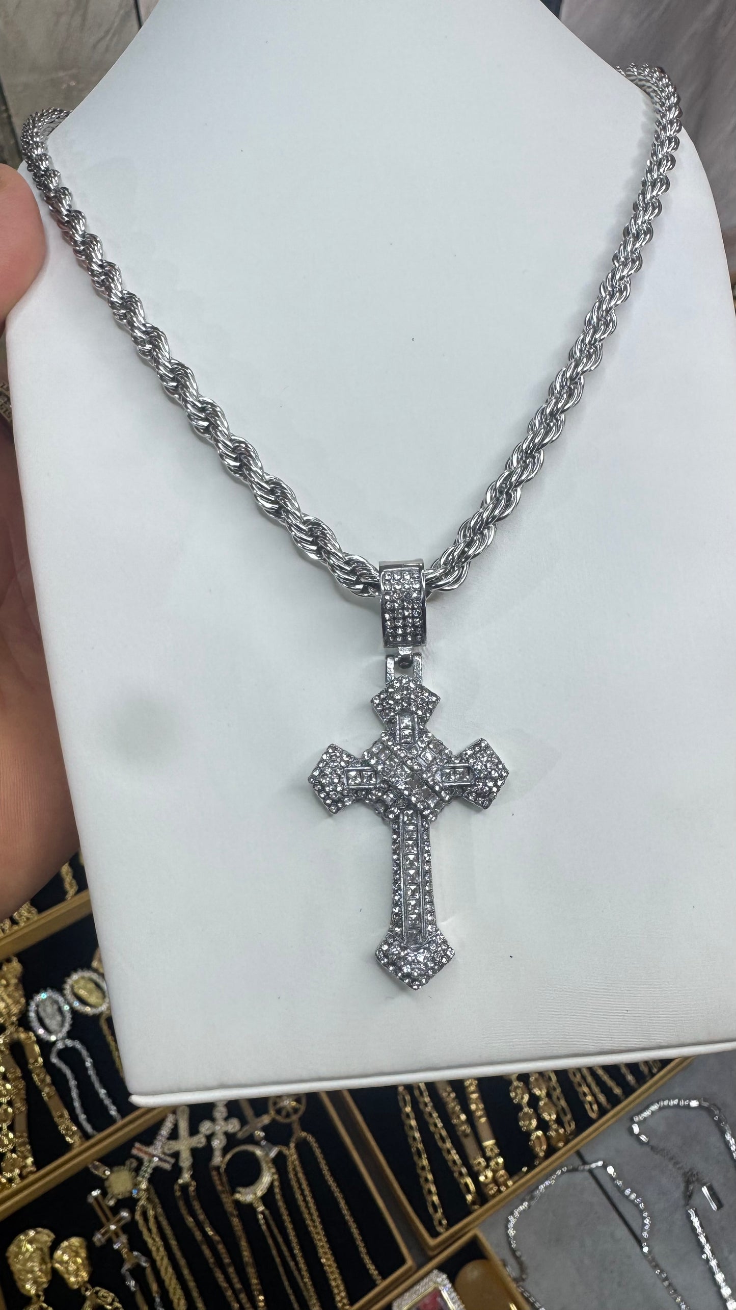 Combo kit croce Pave Acciaio argento*164